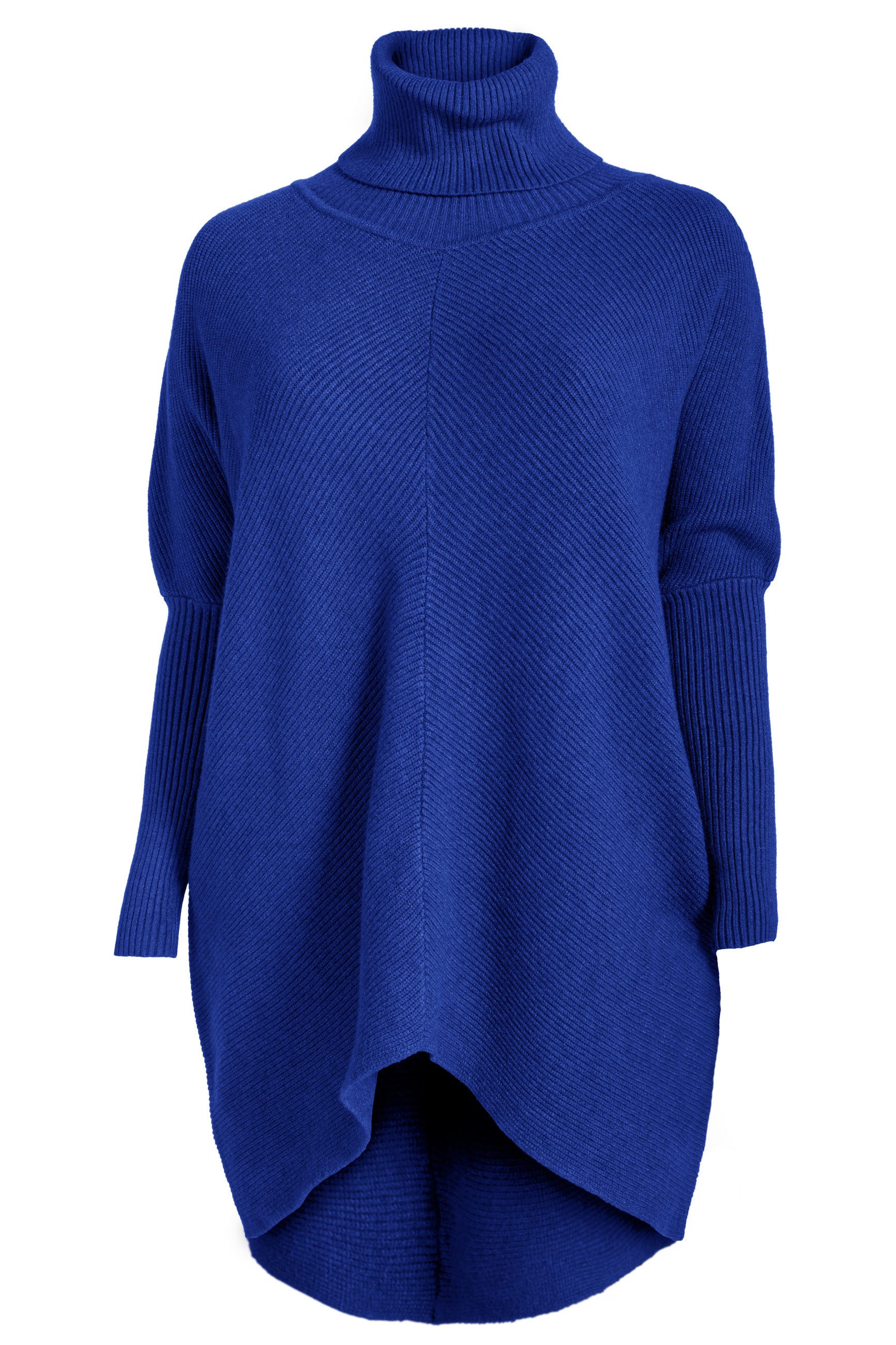 PEKIVESSA Longpullover Oversized langer Rollkragenpullover Damen Fledermausärmel (A-Linie, 1-tlg) hinten länger