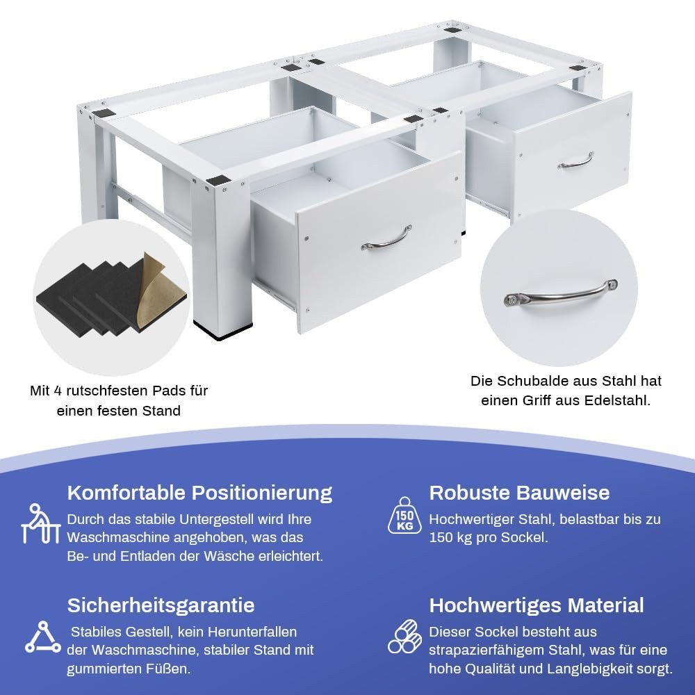 XERSEK Waschmaschinenuntergestell Einzel/Doppel Stahl Waschmaschinen Sockel günstig online kaufen