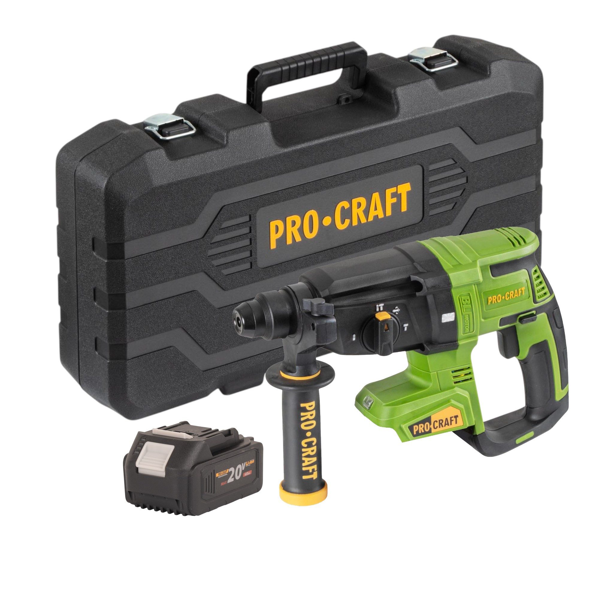 PRO CRAFT Akku-Bohrhammer PHA40bb-c 20 V 2,6J SDS plus + 1x Akku 4,0Ah + Koffer - ohne Ladegerät