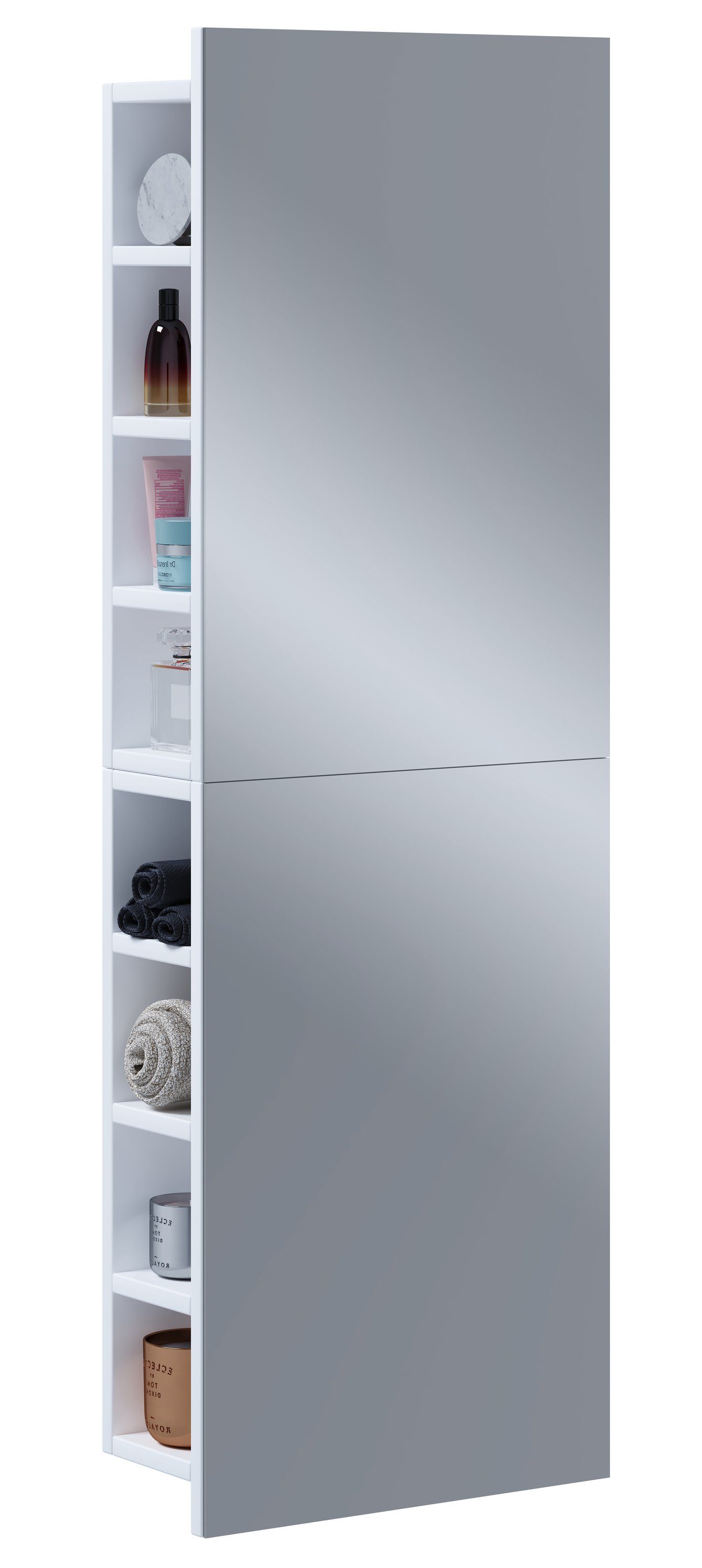VCM Spiegelschrank Flandu XL B. 40 x T. 15 x H. 118 cm 16 Fächer, Badspiegelschrank, für Handtücher und Pflegeprodukte