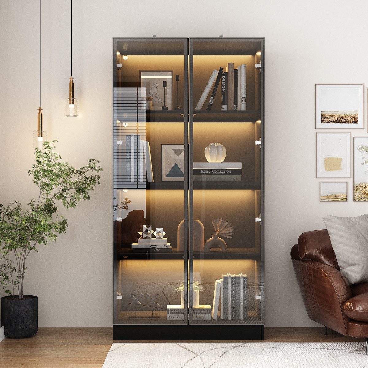 FUFU&GAGA Glasvitrine mit 2 Glastüren und günstig online kaufen