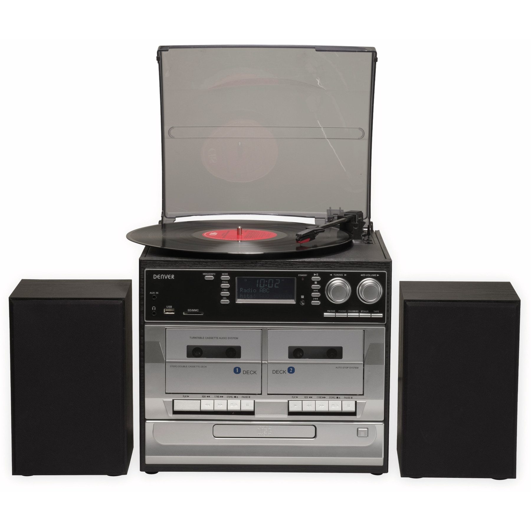 Denver DENVER Stereoanlage MRD-166, DAB+/FM, CD-Player, Turntable, Dual Multifunktionsspieler