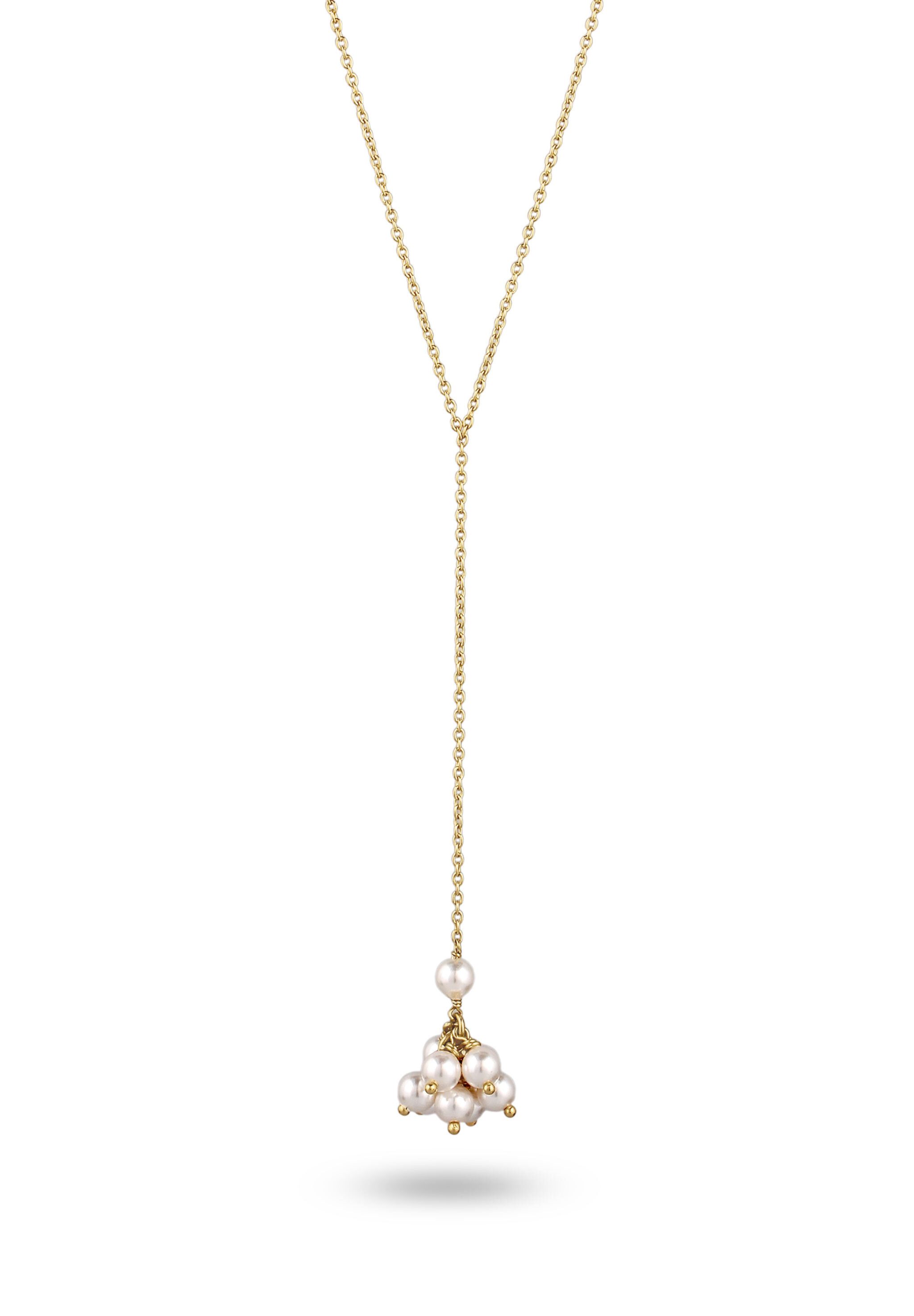 Elli Perlenkette Y-Kette mit Perlen von Swarovski® Weiß 925 Sterling Silber vergoldet