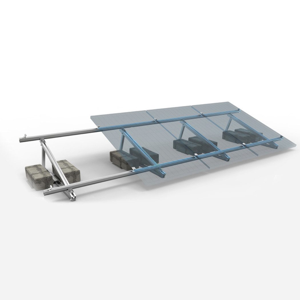Solarmodul-Halterung Montagesystem für Flachdach 4 Solarmodule reihige Hochkante-Verlegung