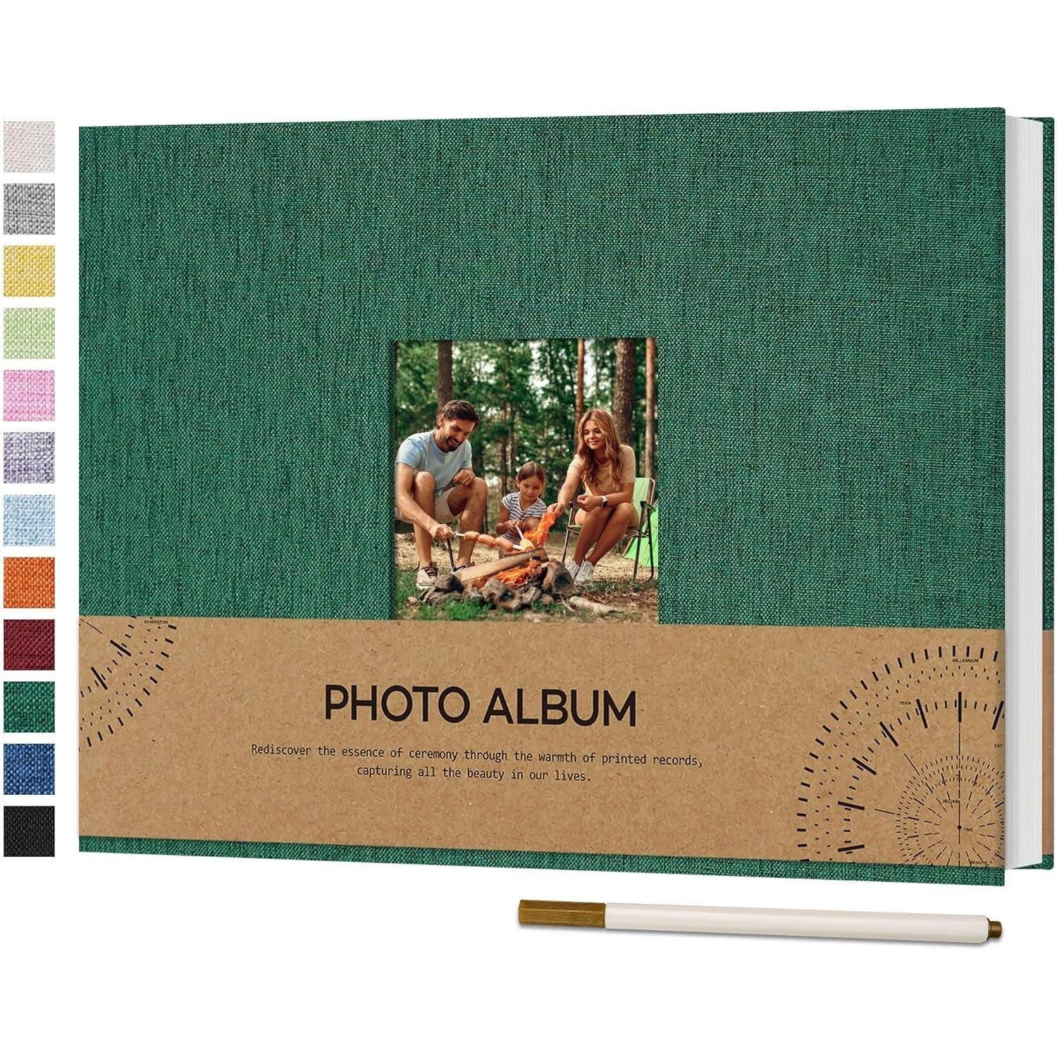 LuxusKollektion Fotoalbum Fotoalbum Selbstklebend 10x15 Leinen 21,5x30 CM 60 Seiten Dunkelgrün