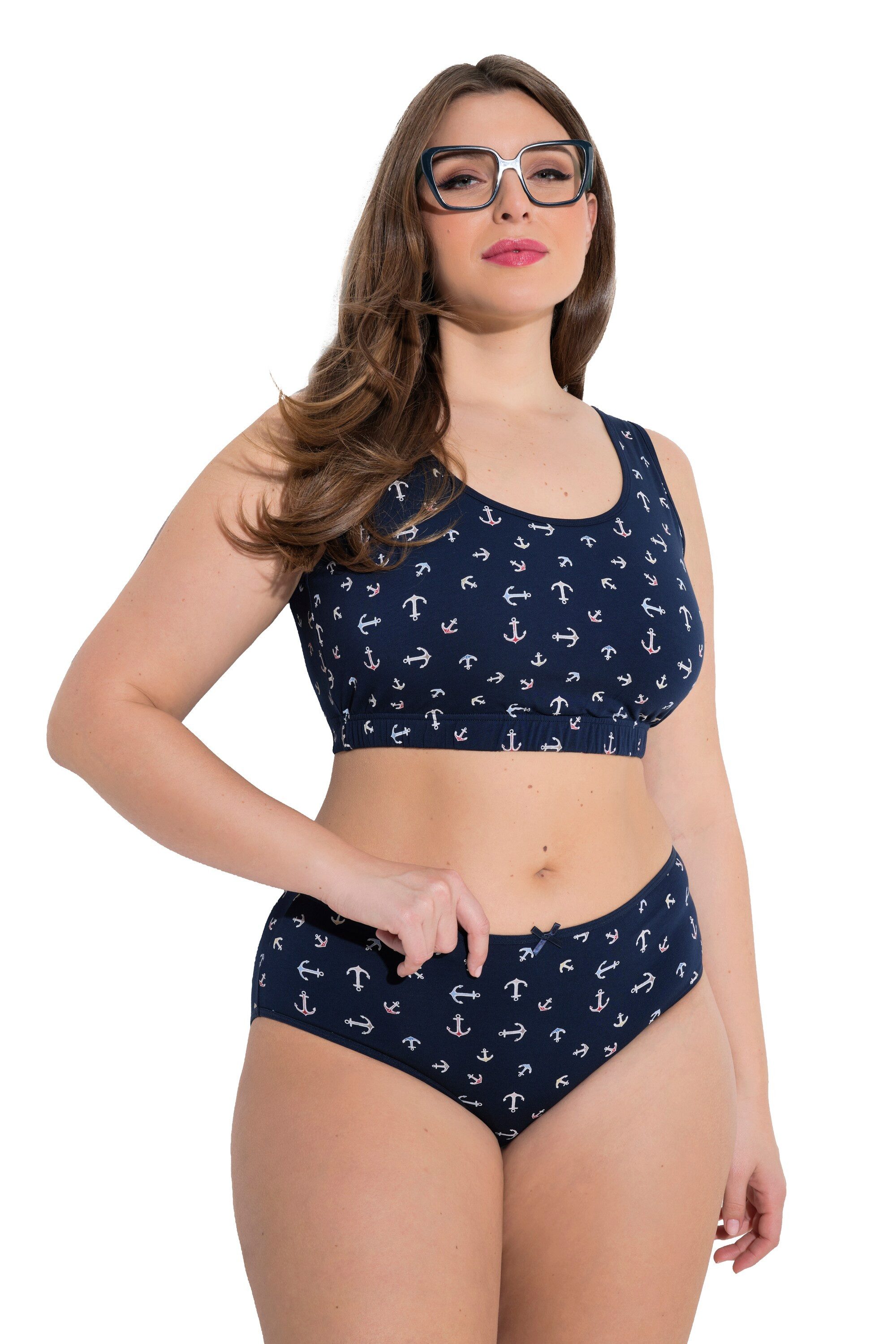 Ulla Popken Maxislip Midislips 5er-Pack Anker/ einfarbig