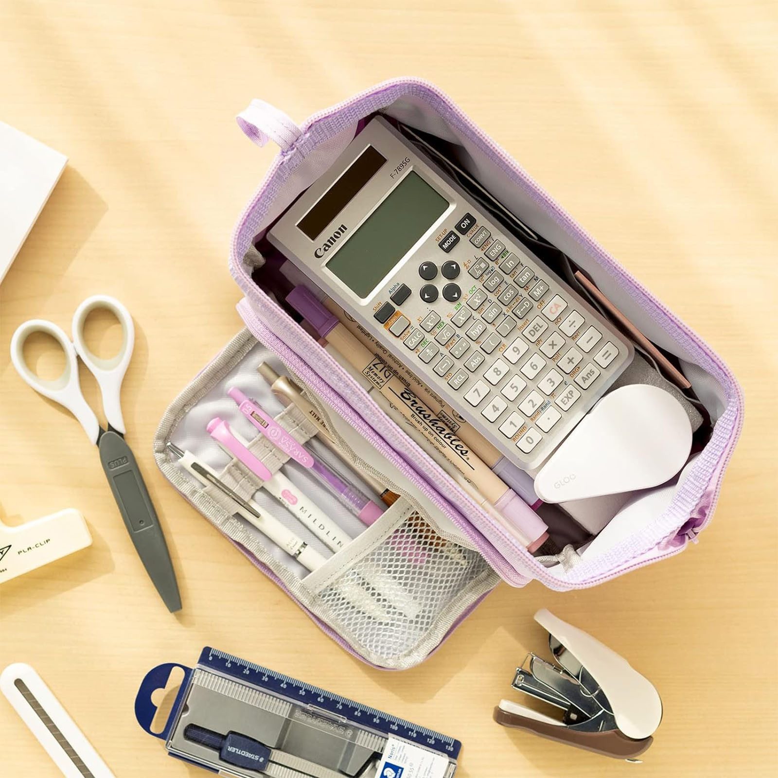 OKWISH Federmäppchen Stifteetui Federtaschen Schreibgeräteetui Bleistift-Organizer, (Stifttasche mit Reißverschluss 3 Fach Große Kapazität, 1-tlg., Schreibwarenbeutel Schreibwarenaufbewahrung), für Damen Herren Schule Büro Arbeit Studenten Mädchen Jungen Geschenk