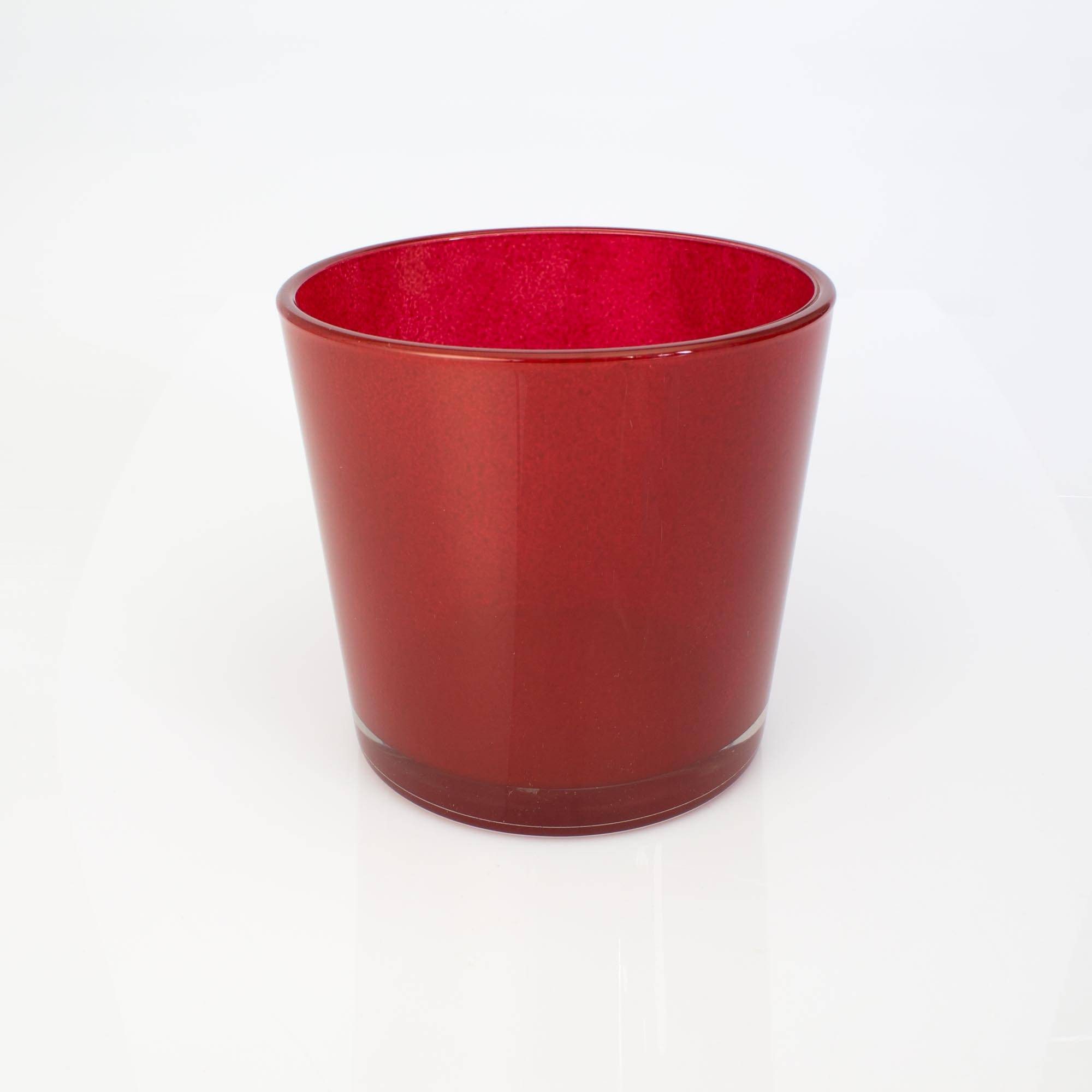 INNA-Glas Blumentopf Runde Vase - Blumentopf Alena, rot, 16cm, Ø 17cm - Dekovase