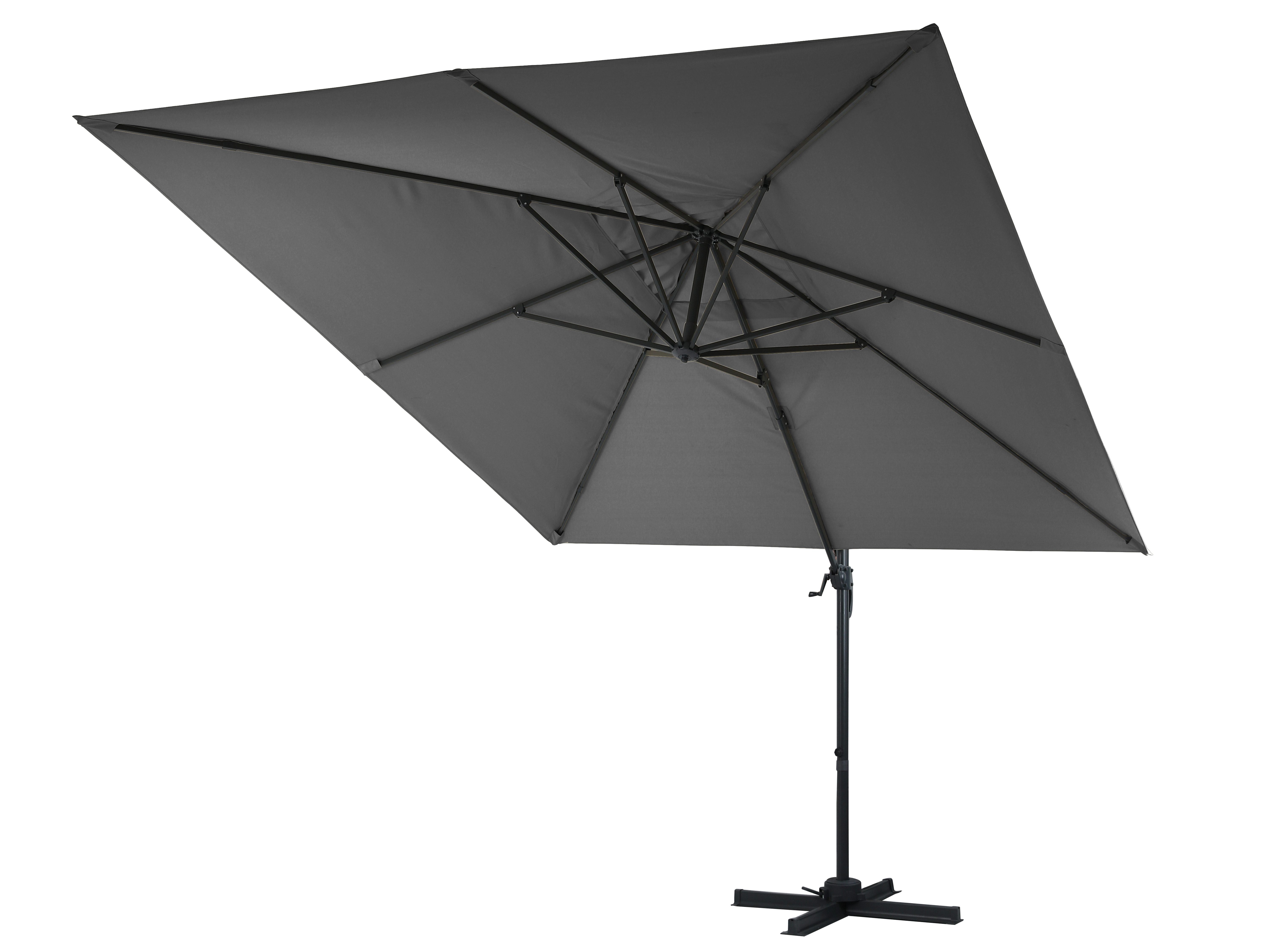 Ampelschirm Pendelschirm Cannes anthrazit 350x270, lange Seite nach vorne, Ständer