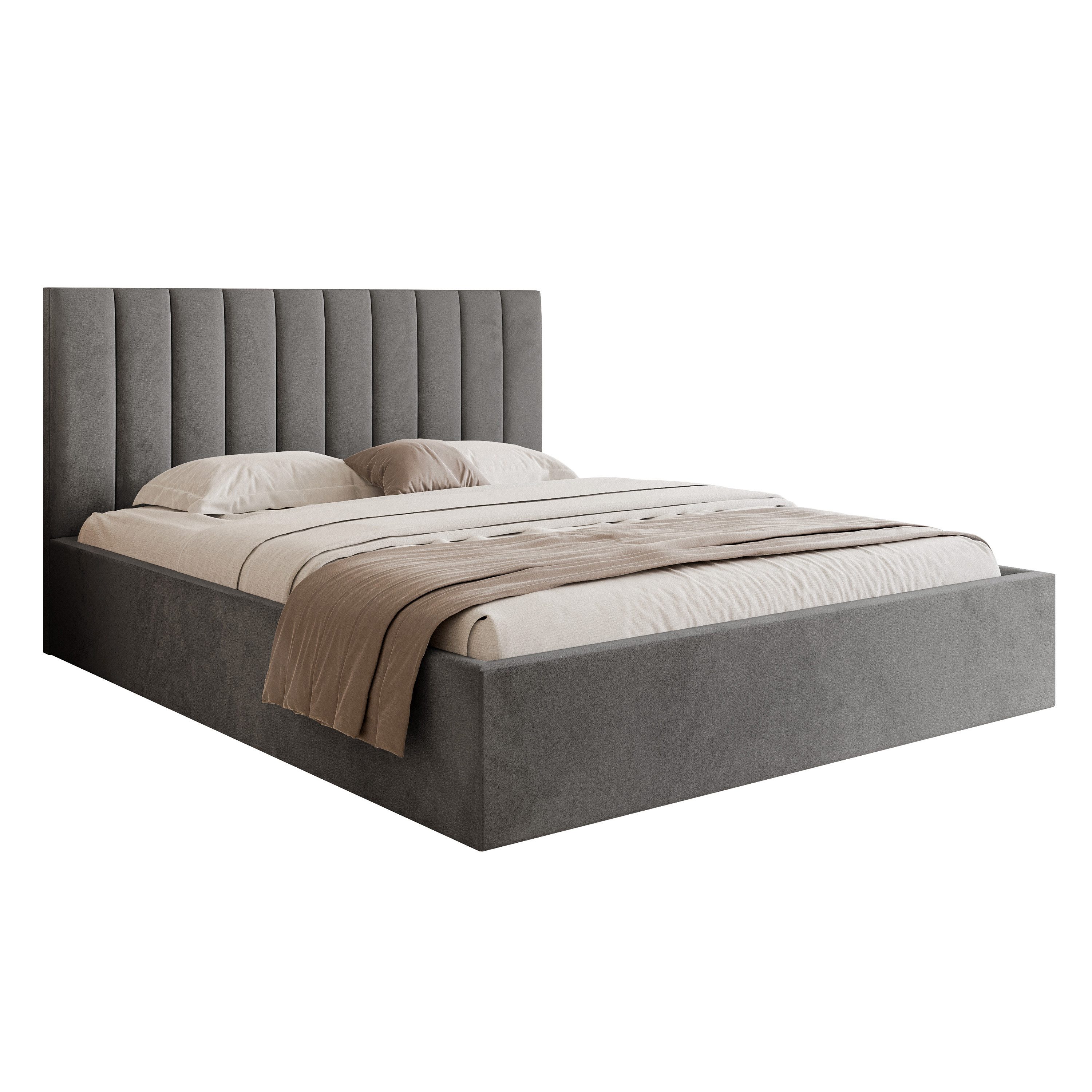 Goldstoff Polsterbett Modernes Bett mit Stauraum günstig online kaufen