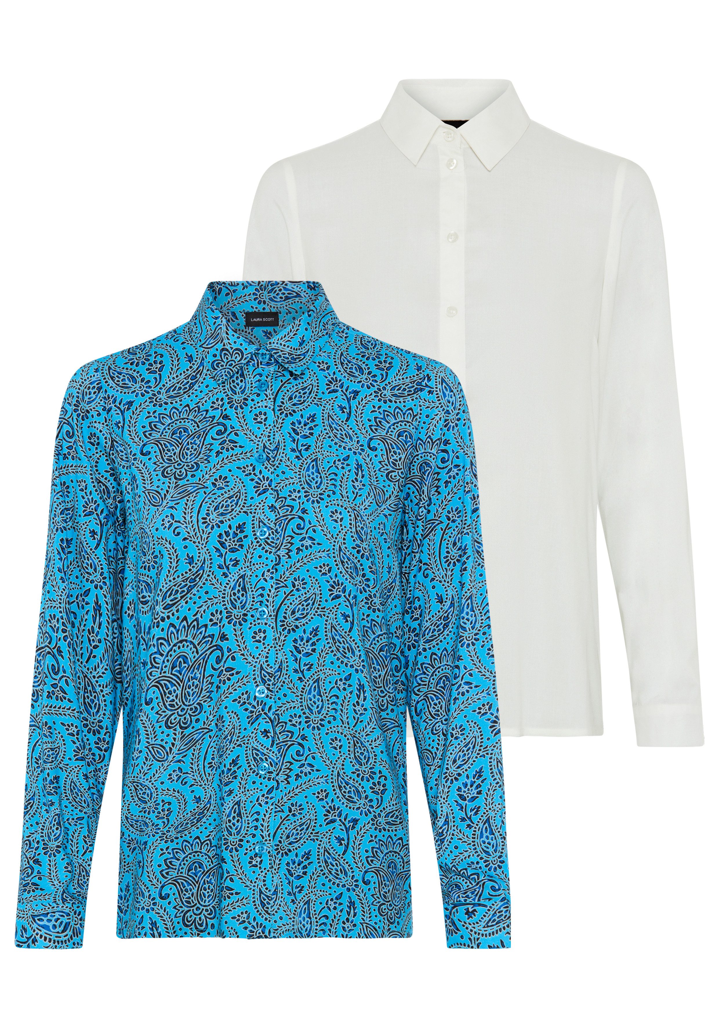 Laura Scott Hemdbluse (Packung, 2er-Pack) Langarm, aus Viskose, figurumspielende Passform. € 59,99, (€ 30,00 pro 1 Stk).