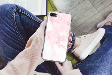 MuchoWow Handyhülle Marmor - Weiß - Rosa - Chic - Marmoroptik, Handyhülle Apple iPhone 8, Smartphone-Bumper, Print, Handy Schutzhülle