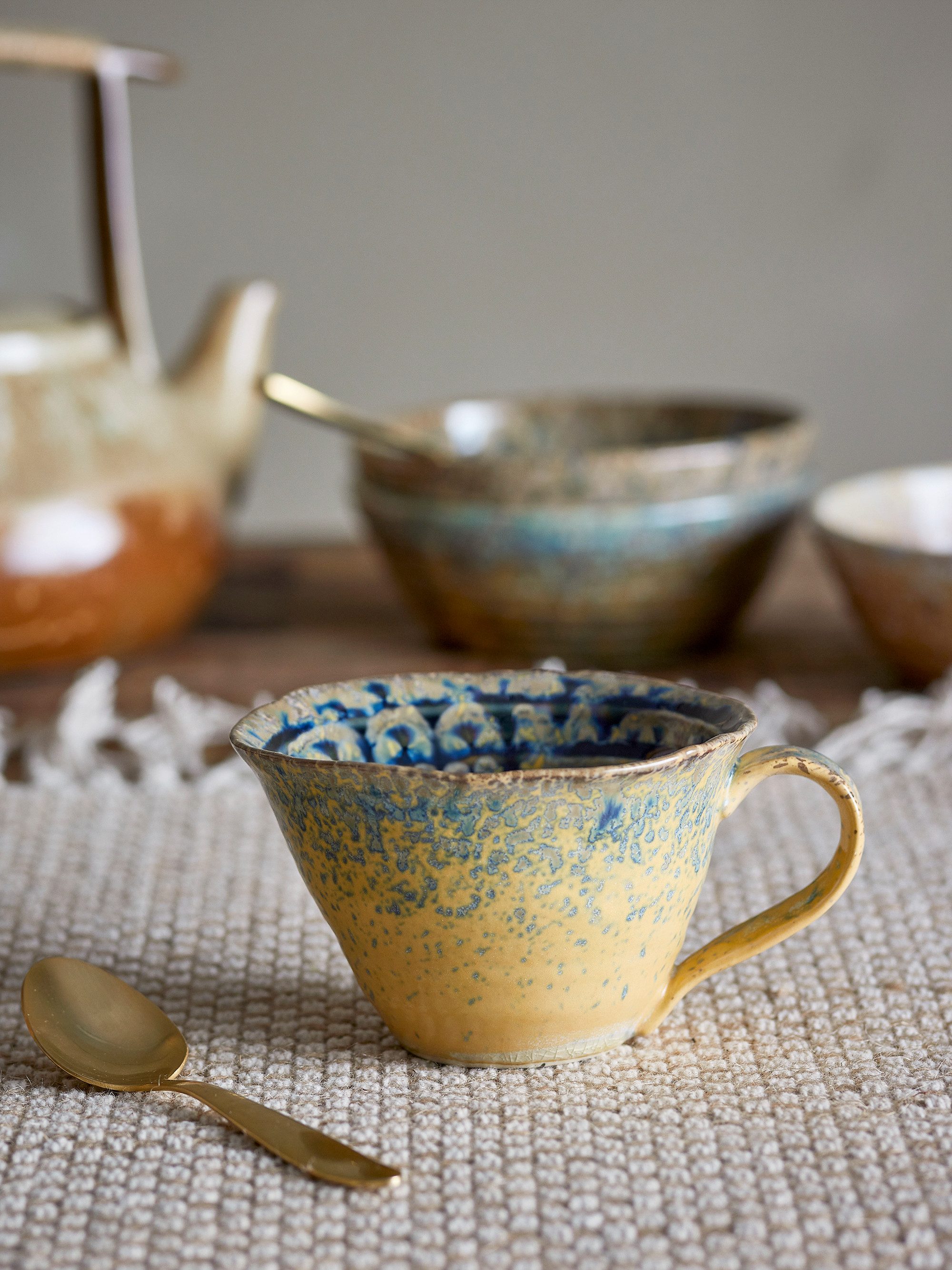 Bloomingville Tasse Bloomingville Milani Tasse, Blau, Steingut, 250 ml, Steingut