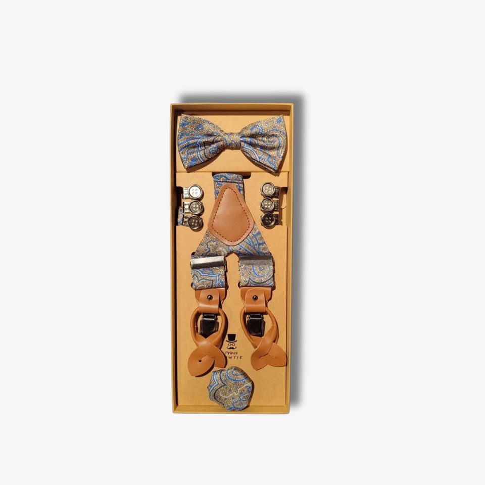 Prince Bowtie Hosenträger - Hosenträger - Fliege - SET - gemustert