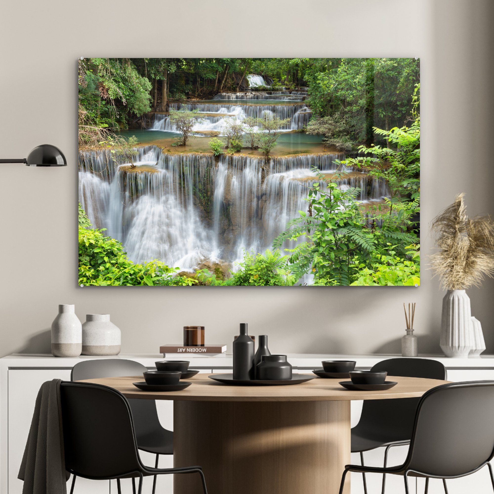 MuchoWow Wohnzimmer Acrylglasbilder & (1 Wasserfälle Schlafzimmer - St), Acrylglasbild Wald, Thailand -
