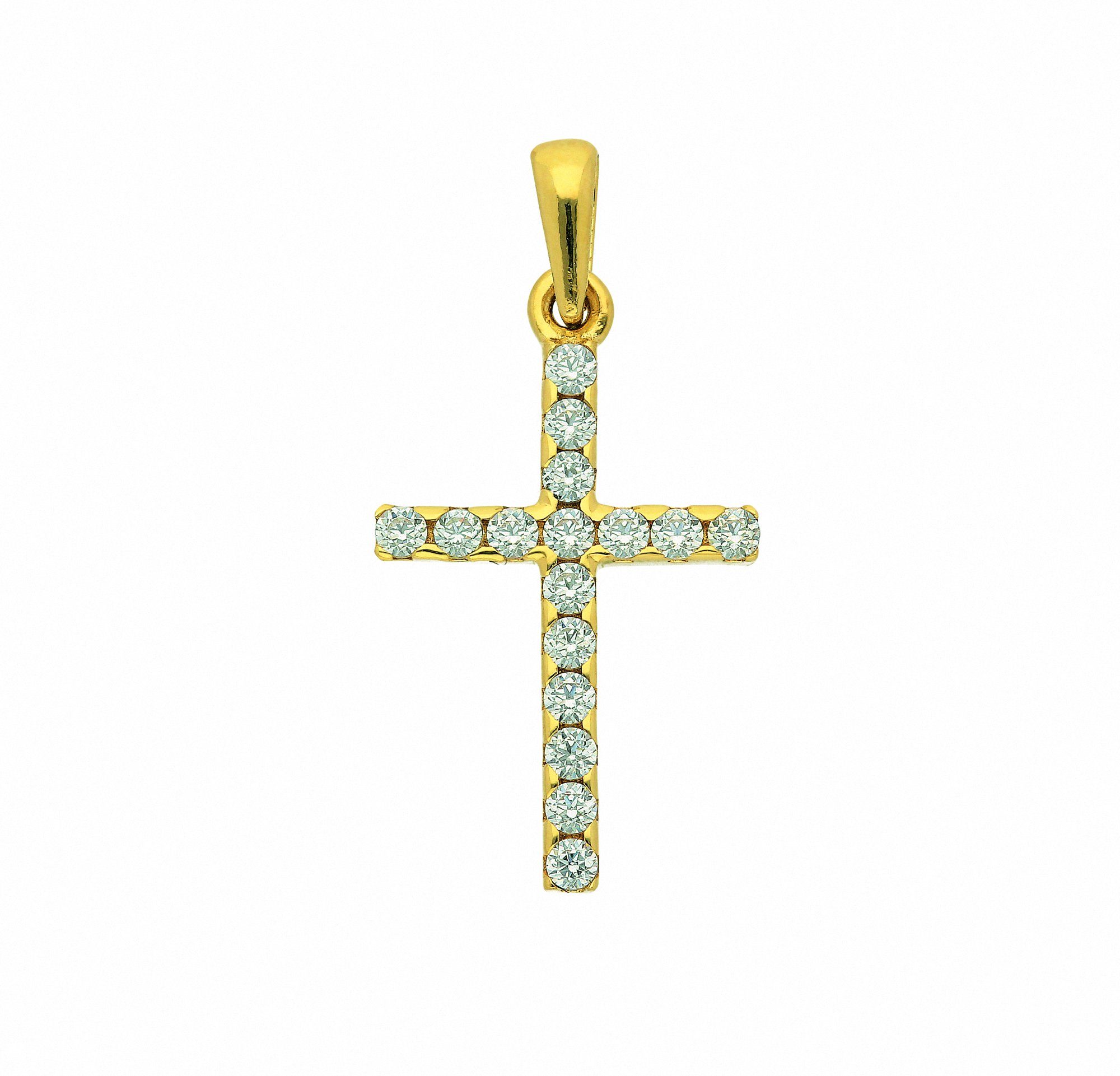Halskette mit Kreuz ohne Kette 333 Set Zirkonia, Gold Anhänger mit Adelia´s Anhänger Schmuckset -