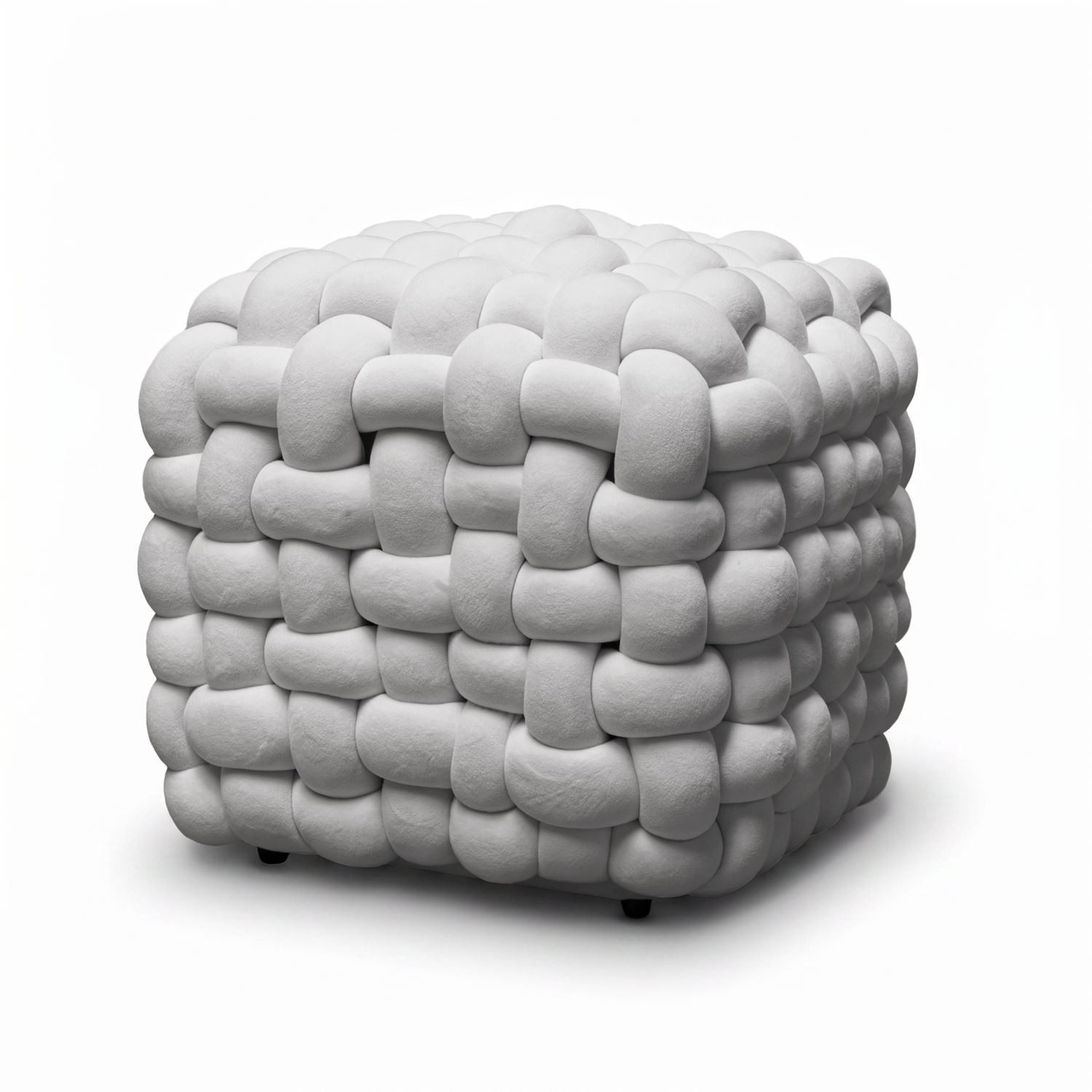 Lookway Pouf Pouf ELIO mit dekorativer Flechtstruktur und Bouclé-Stoff