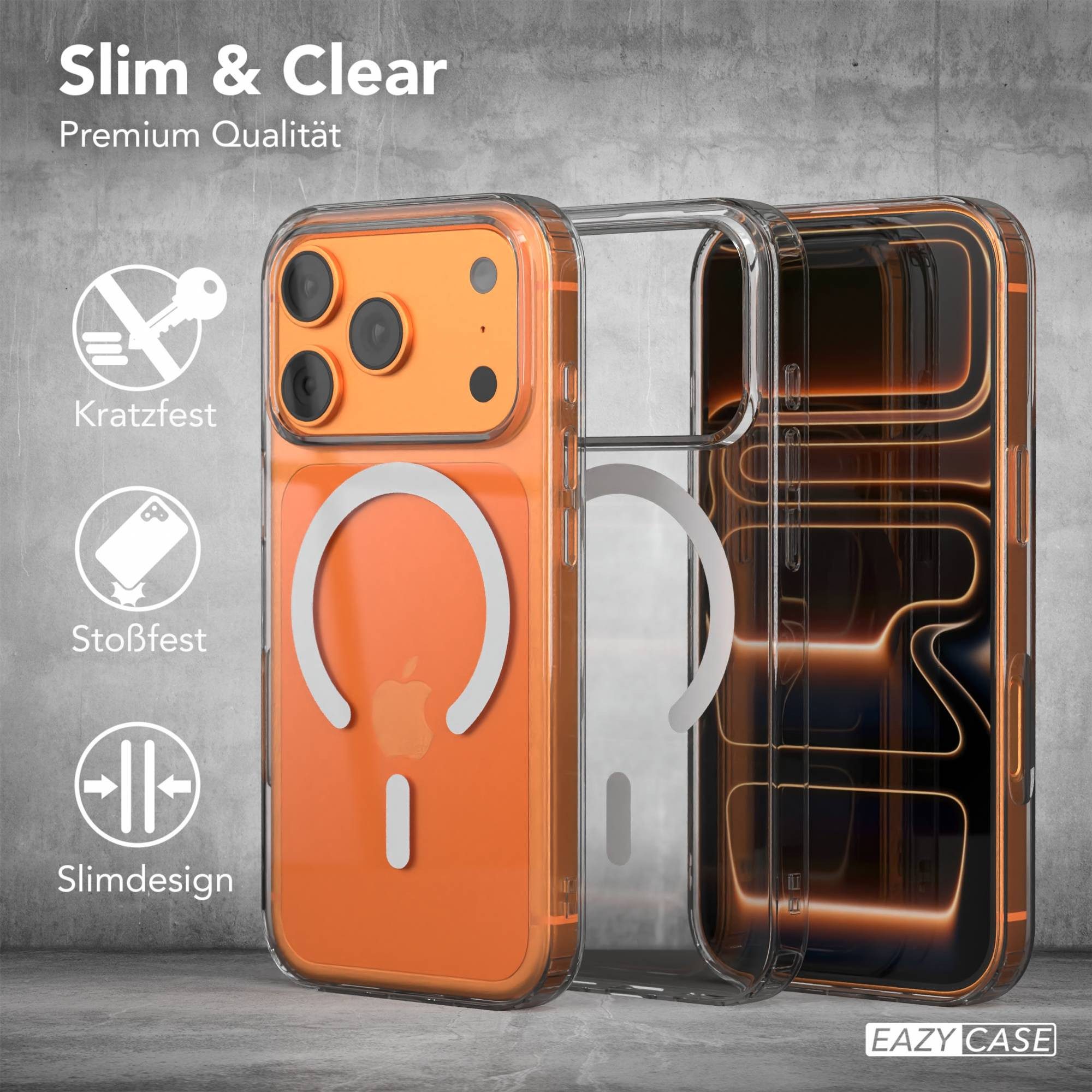 EAZY CASE Handyhülle Transparente Hülle mit MagSafe für iPhone 17 Pro 6,3 Zoll, Back Cover, Bumper Case, Handy Schutzhülle Kameraschutz, Durchsichtig – Bild 5 von 5