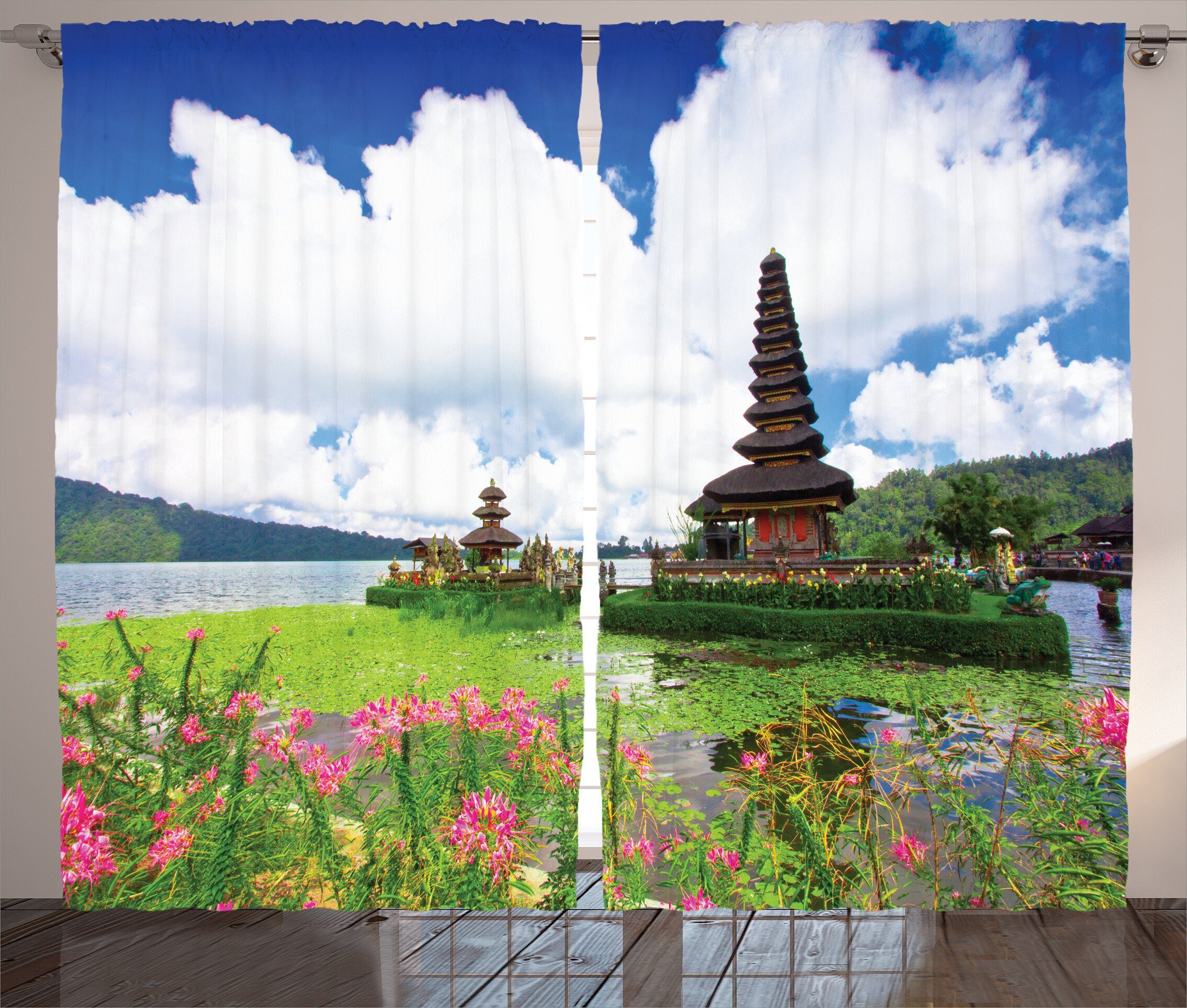Gardine Haken, Schlaufen Schlafzimmer und Sea Abakuhaus, Kräuselband mit Tropic Exotisch Vorhang Bali Blumen