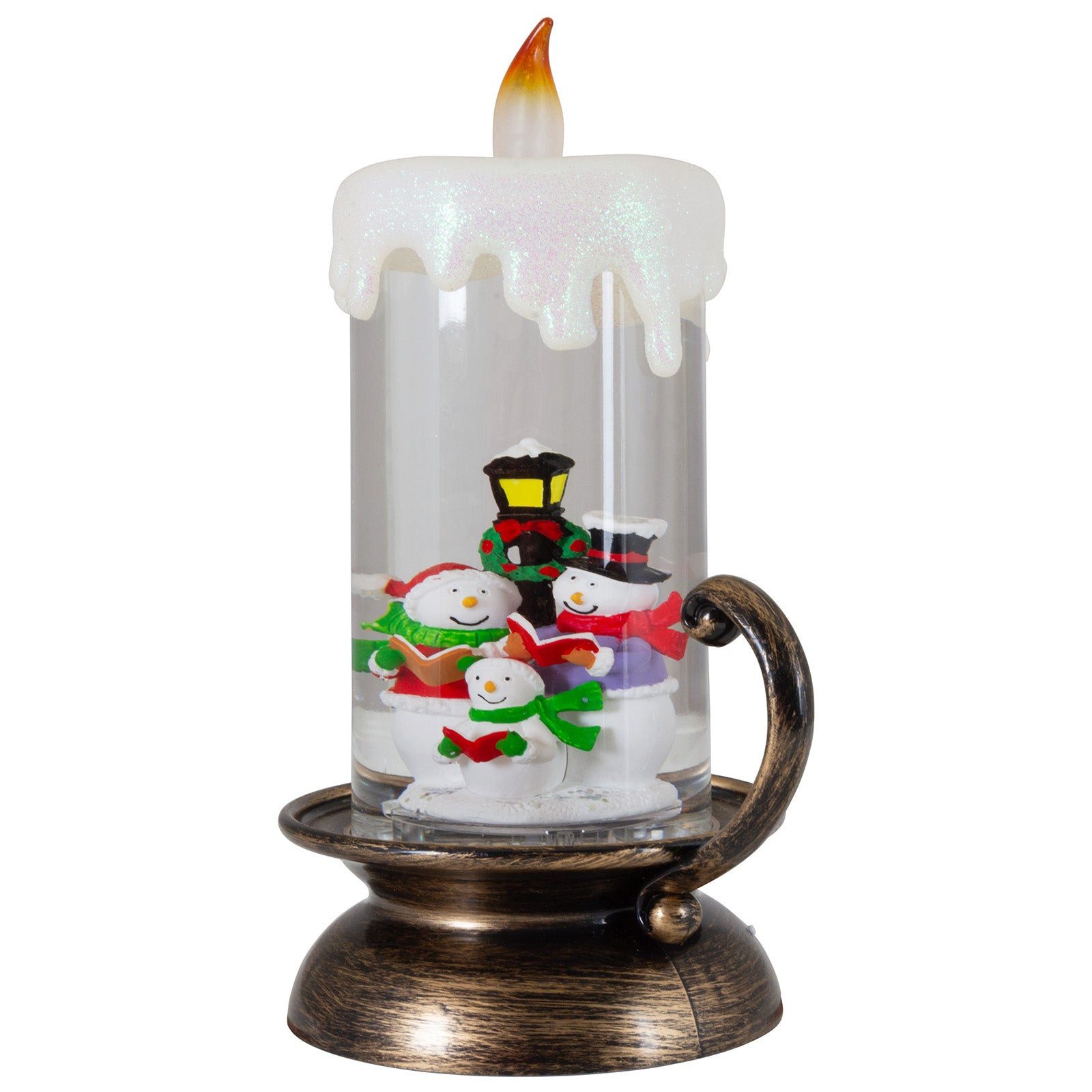 Christmas Paradise LED Laterne Schneelaterne Kerze 22cm, zuschaltbare Weihnachtsmusik, LED, warmweiß, schneit im Inneren, bunt, Schneemann