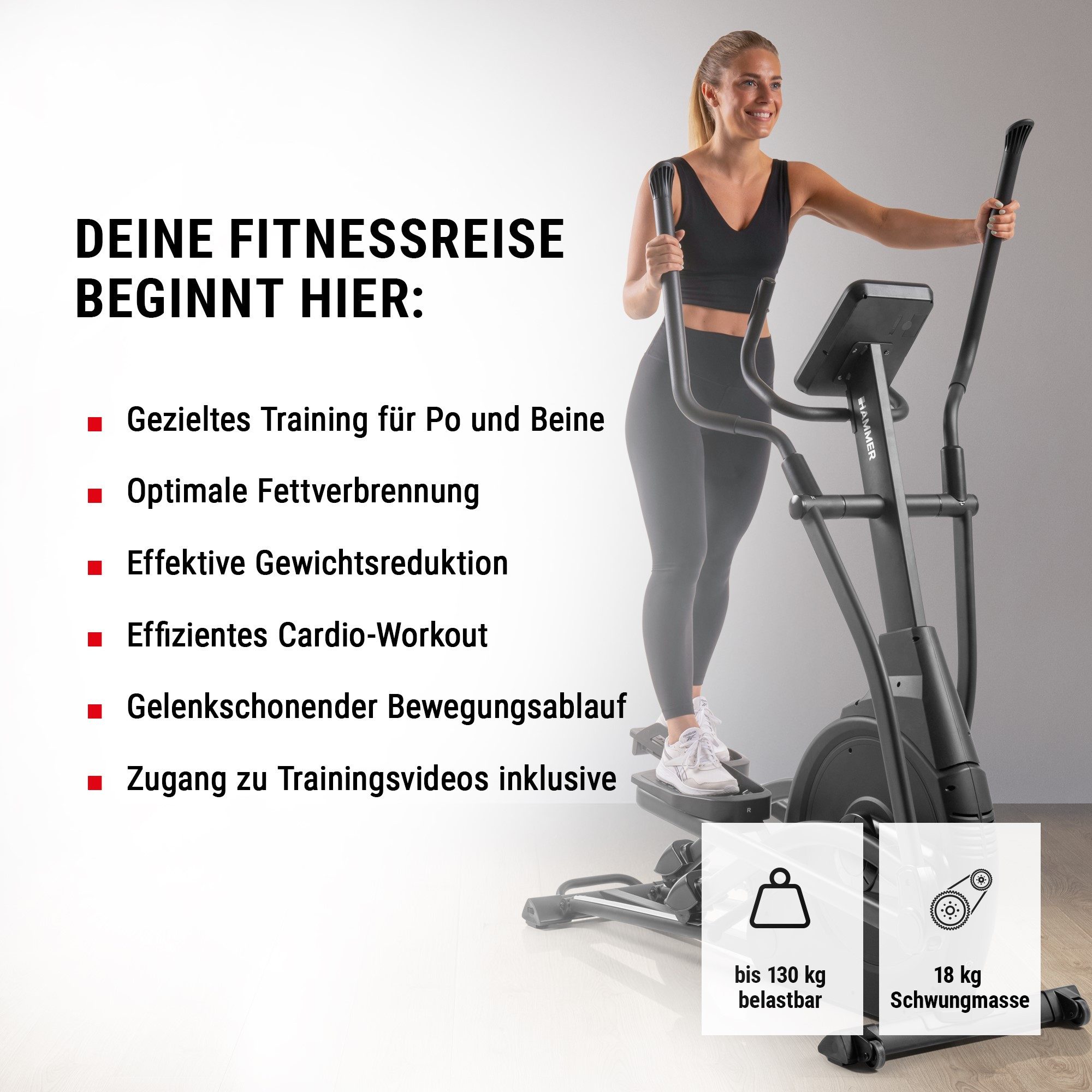 Hammer Crosstrainer SpeedMotion II, 3-fache Steigung, 24 Programme, Zwift & Kinomap – Bild 3 von 5