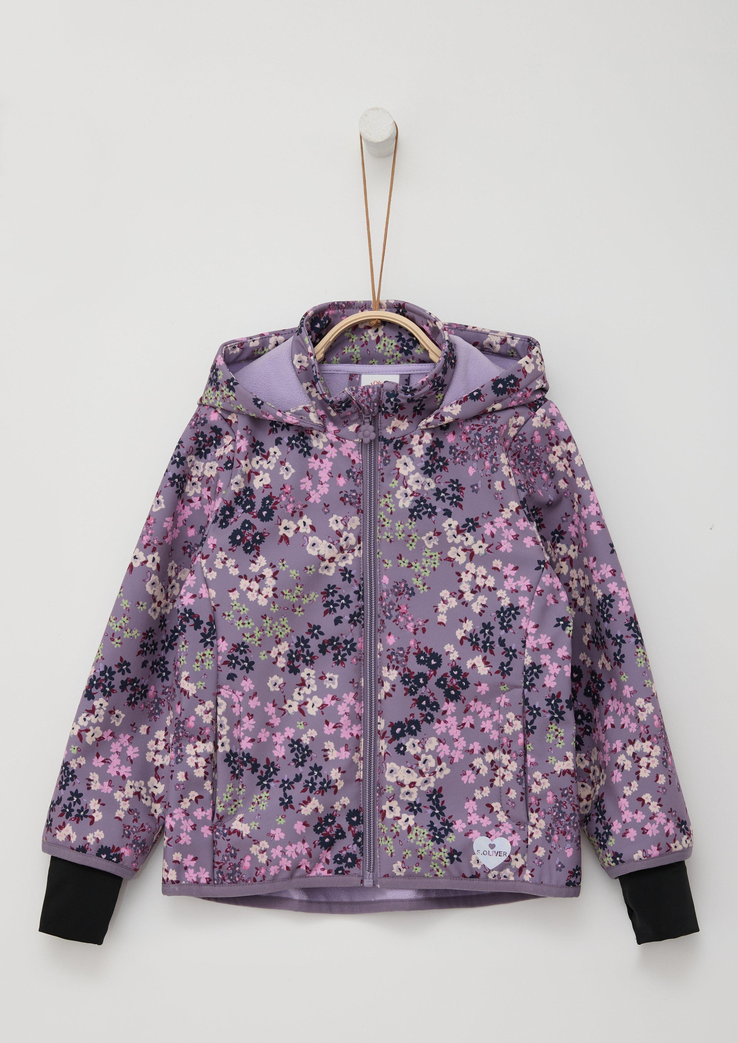 s.Oliver Funktionsjacke Gemusterte Softshelljacke mit Fleece innen Artwork