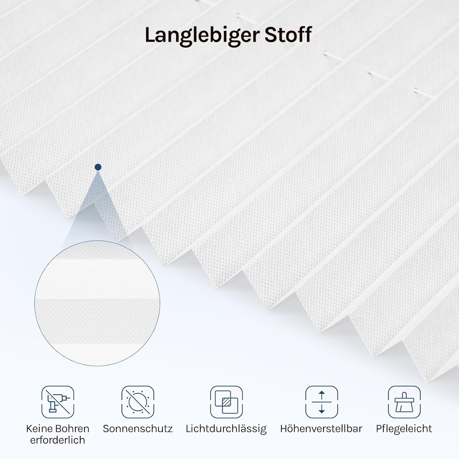 Woltu Plissee, halbtransparent, Klemmfix, Plisseerollo ohne Bohren lichtdurchlässig Sichtschutz und Sonnenschutz
