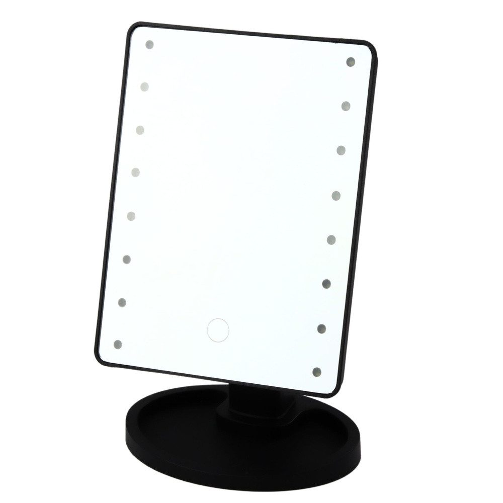 LEAN TOYS Kosmetikspiegel Schminkspiegel Standspiegel Tischspiegel (Spar-Set, 1-St., 22 x 16 cm beleuchtet), 16 LEDs, Sensortaste, 360° drehbar, Ablagefläche