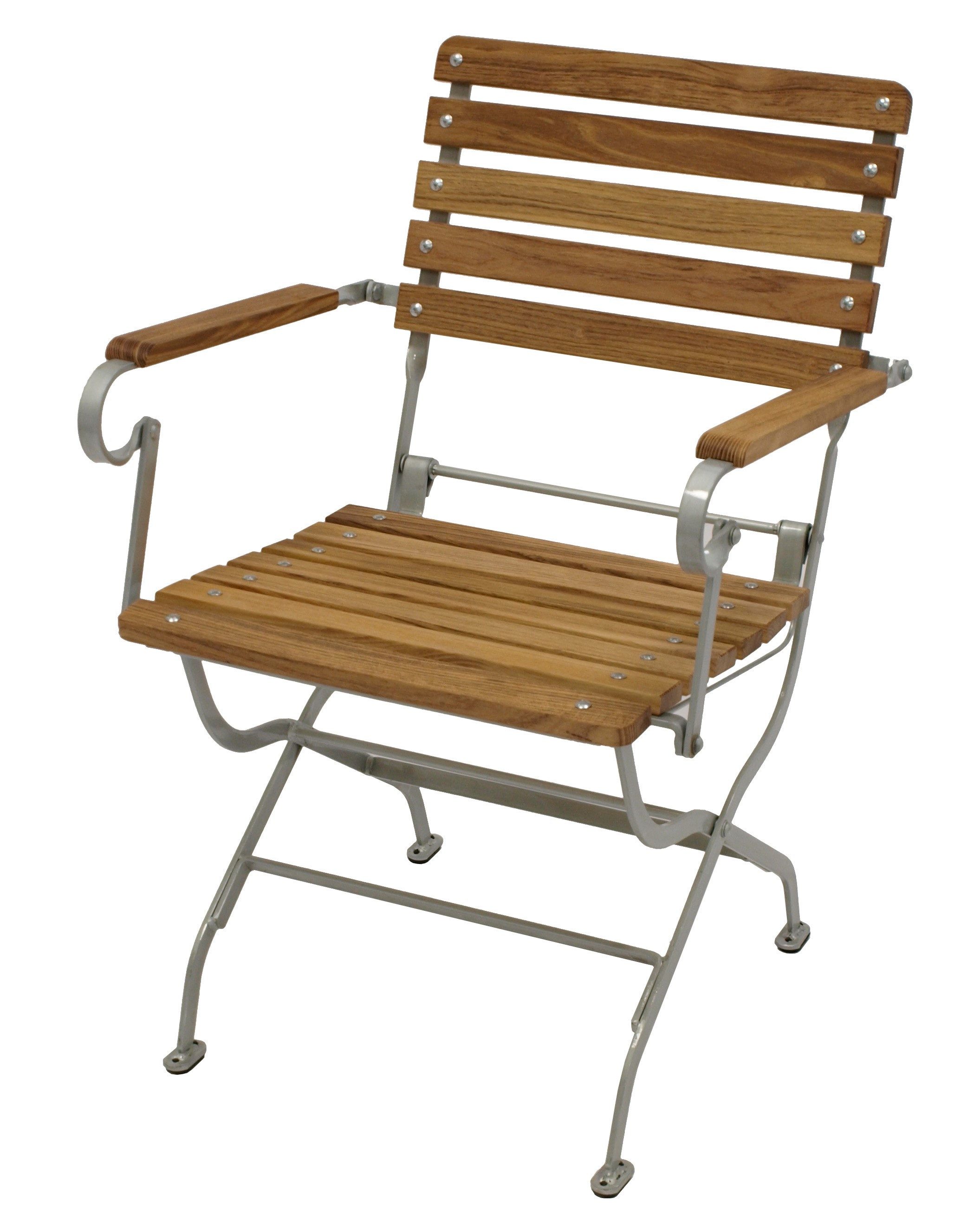 TPFGarden Gartensessel BAD BELZIG, - Flachstahl verzinkt hellgrau - Robinienholz