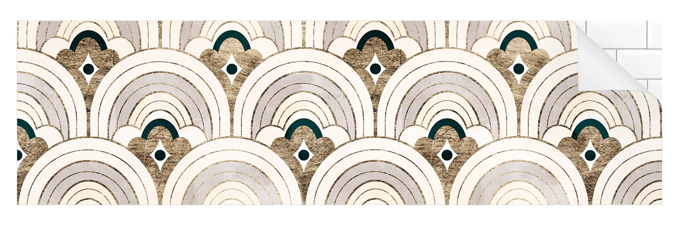 Bilderdepot24 Küchenrückwand selbstklebend gold Muster Vintage, (1-tlg., Nischenrückwand - für Fliesenspiegel ohne Bohren - glänzend), Nischenrückwand fugenlos Wandpaneel Küche Herd