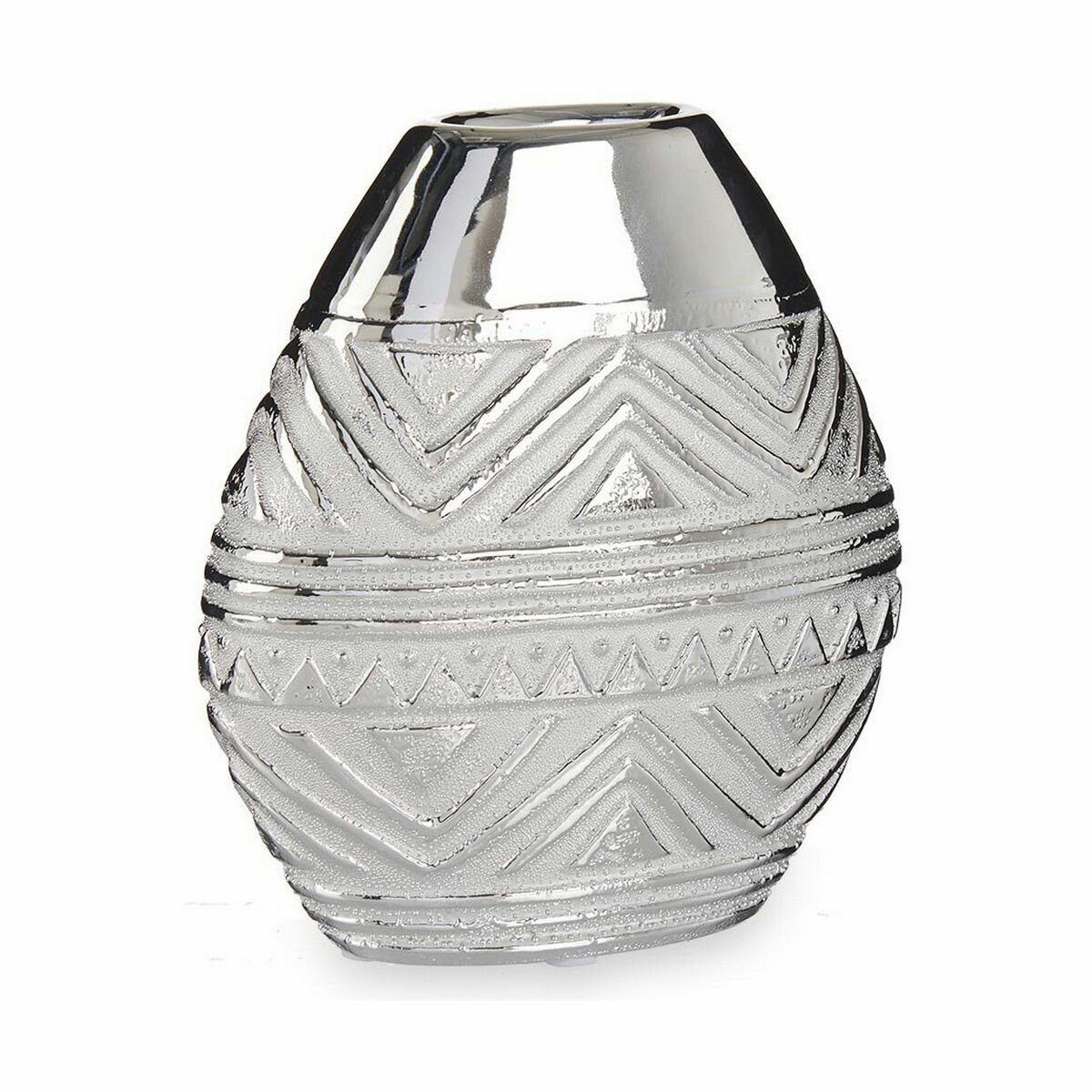 Breite Vase 8 17,5 aus cm 6 Keramik Stück Gift x x Decor Dekovase 19,5 Silberfarben