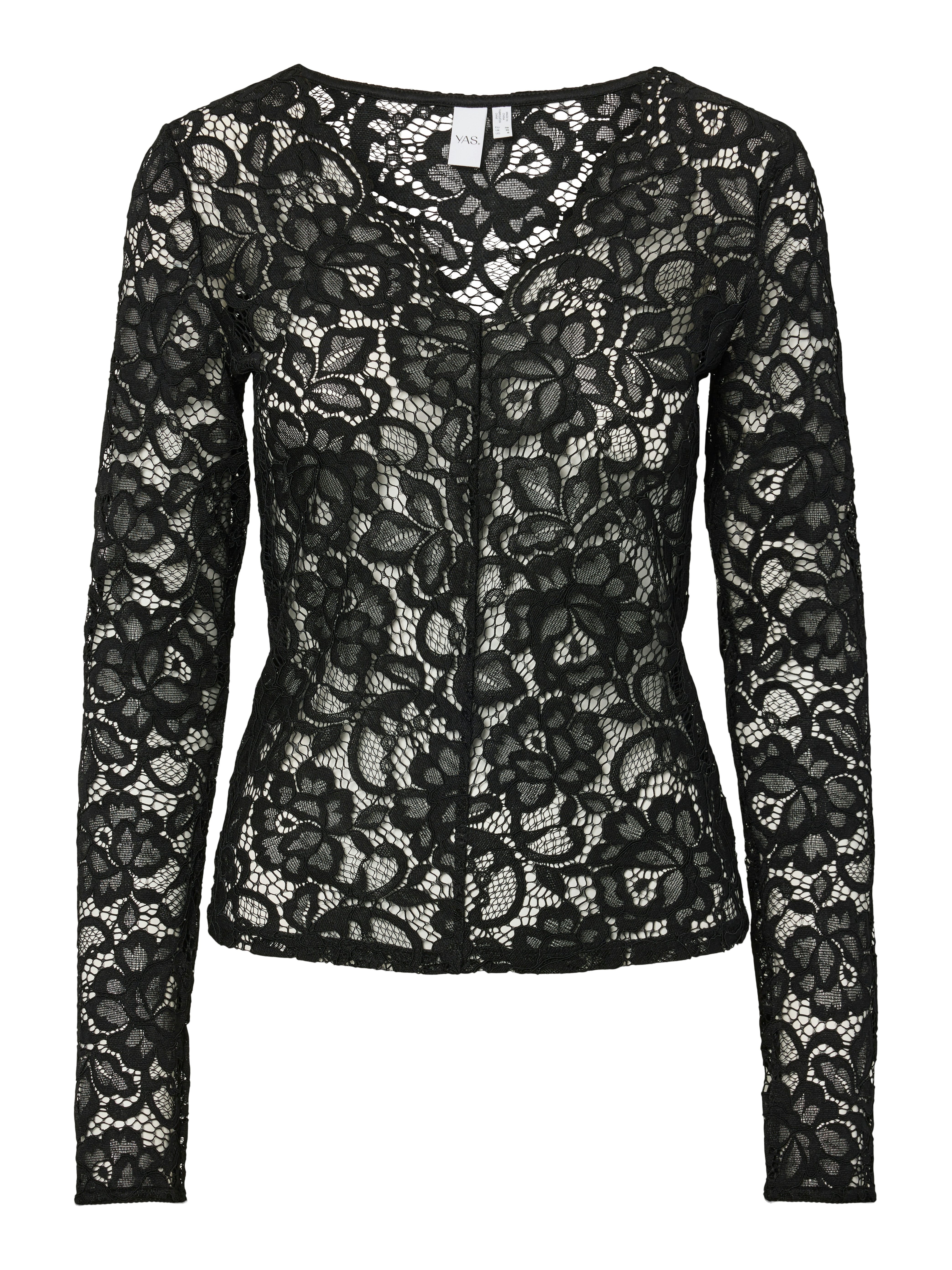 Spitzenshirt YASLACEY LS V-NECK LACE TOP S. NOOS