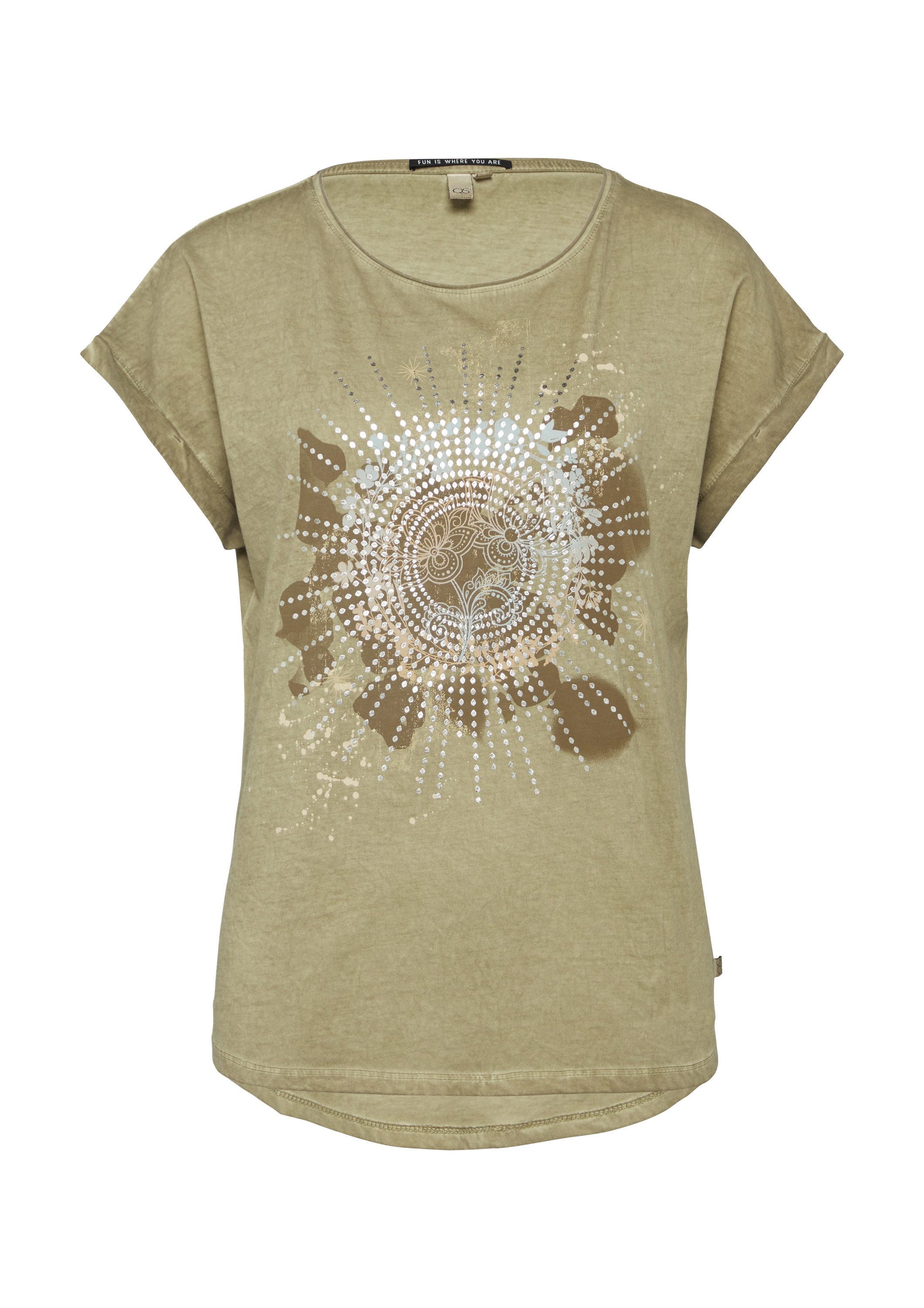 QS Kurzarmshirt T-Shirt Oversize-Shirt in gewaschener Optik mit Frontprint günstig online kaufen