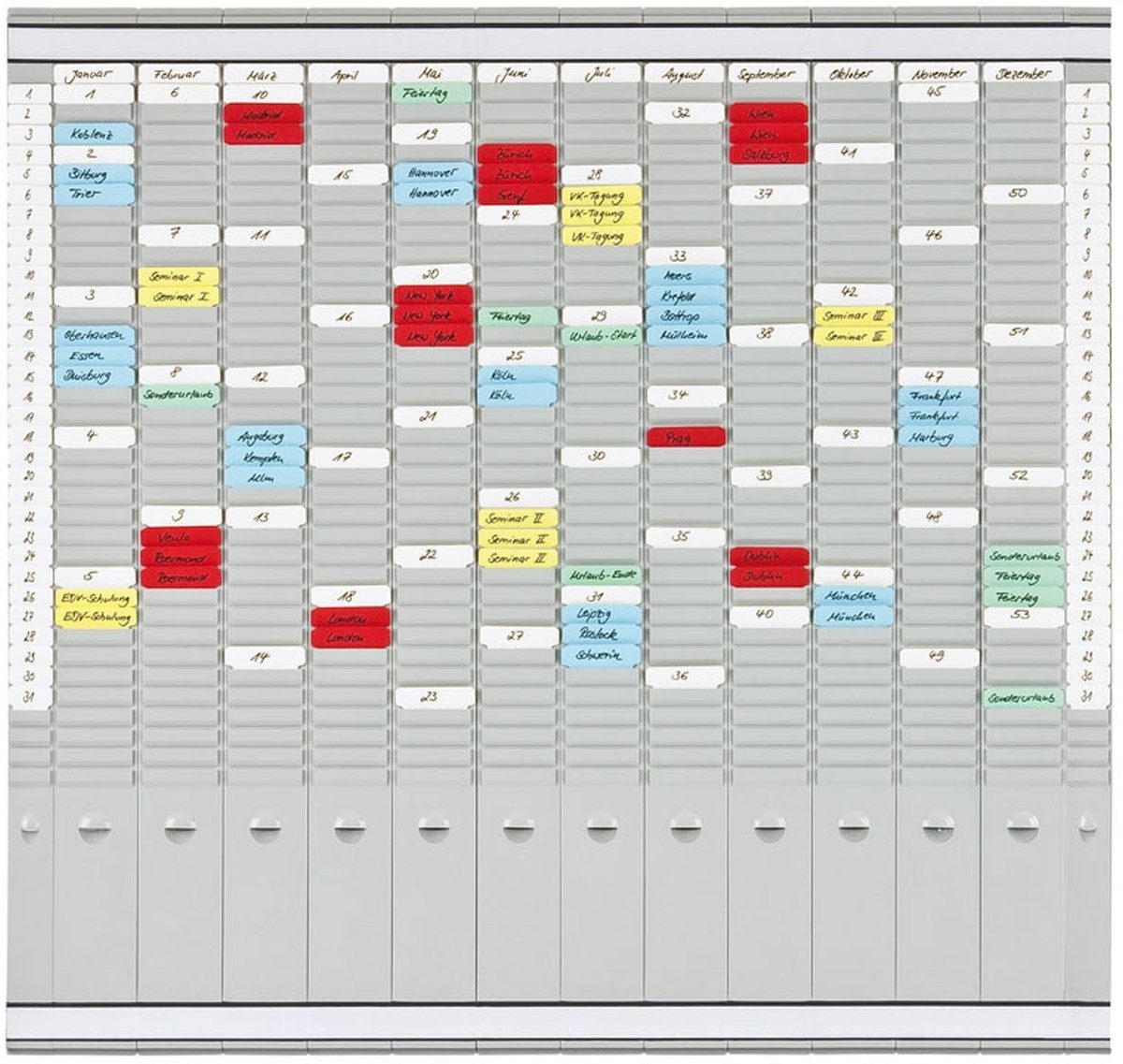 FRANKEN Wandtafel T-Karten Planer Universalplaner 81,9x78cm 12+2 Träger grau