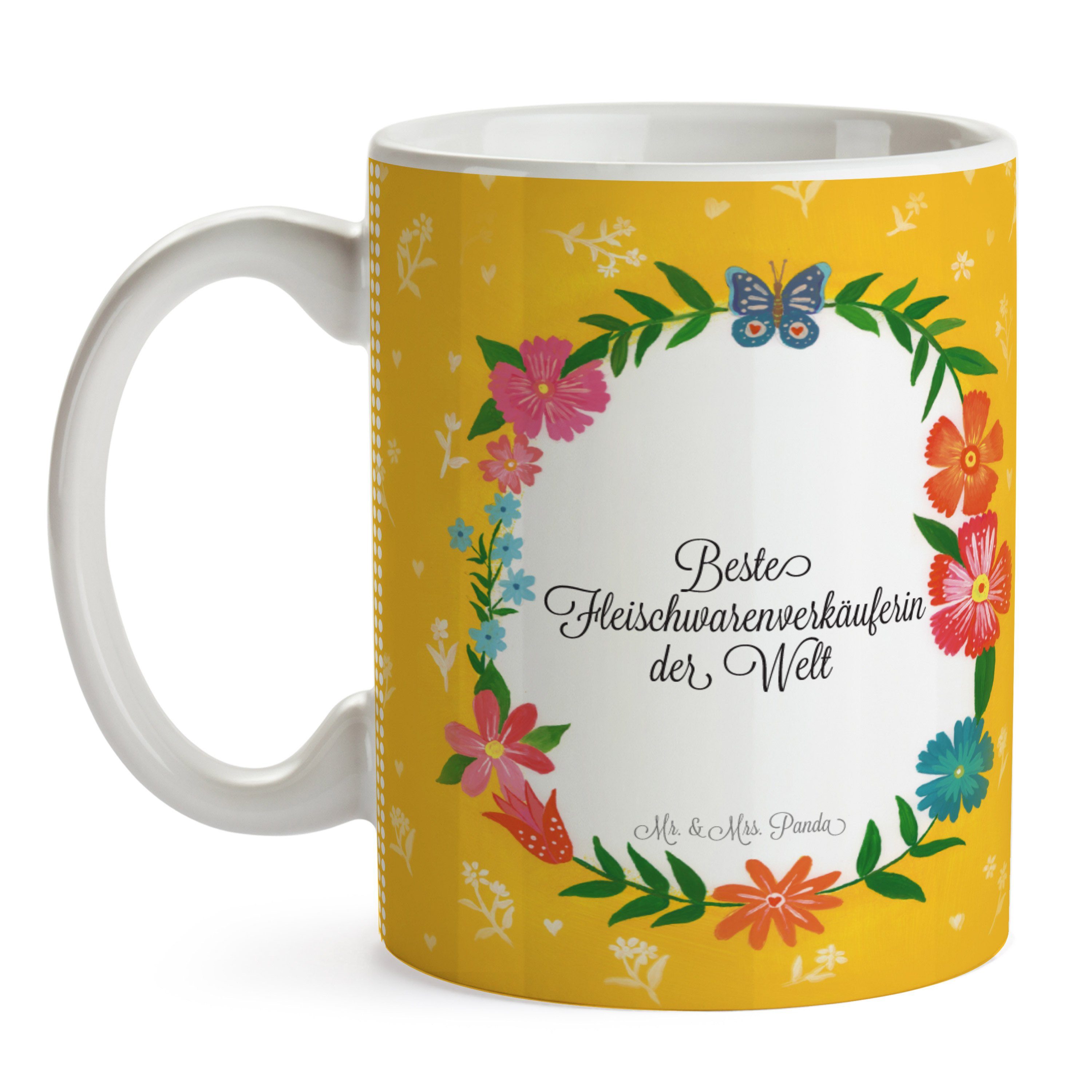 Mrs. - Panda Tasse Keramik Mr. Becher, Geschenk, Fleischwarenverkäuferin Motive, Tasse Abschluss, &
