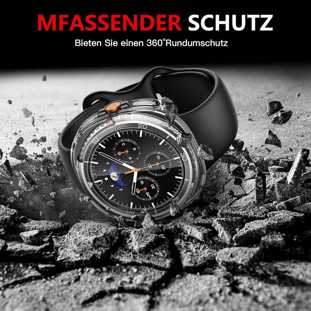 SmartUP Smartwatch-Hülle für Samsung Galaxy Watch 8 46mm Classic Schutzglas Panzerfolie Display, kompletter Rundumschutz