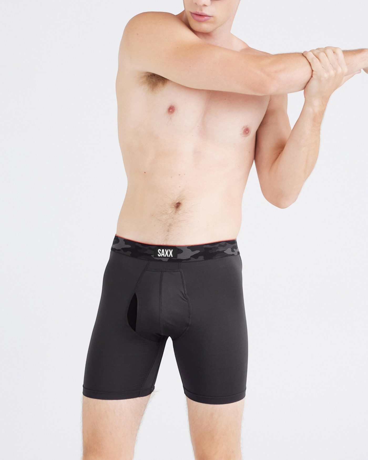 SAXX Boxershorts Multisport Mesh Boxer Brief Fly Logo schwarz/camo Herren - 2 Stück – Bild 3 von 4