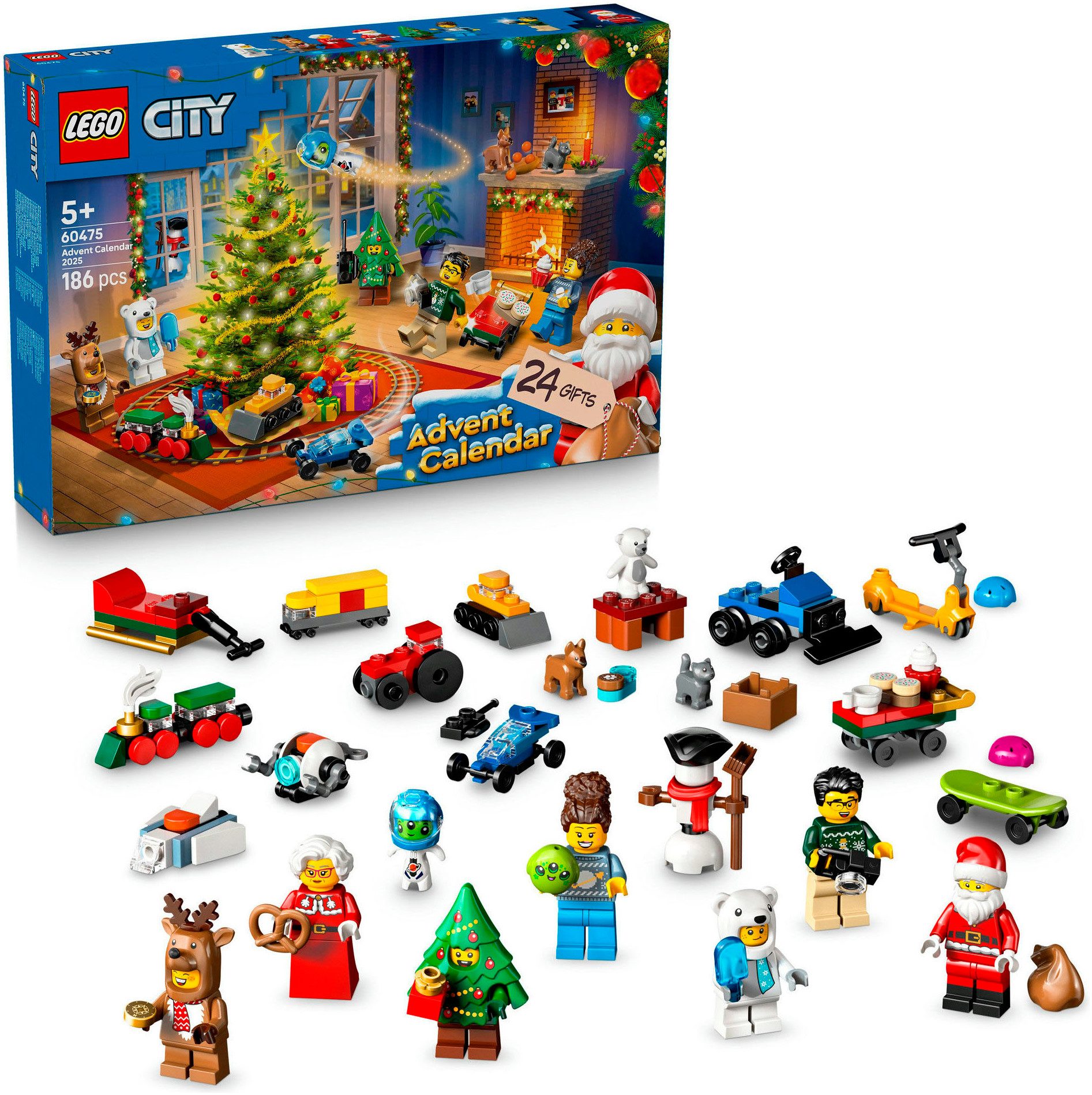 LEGO® Spielzeug-Adventskalender Spielbausteine, (60475), LEGO City (186-tlg), Made in Europe