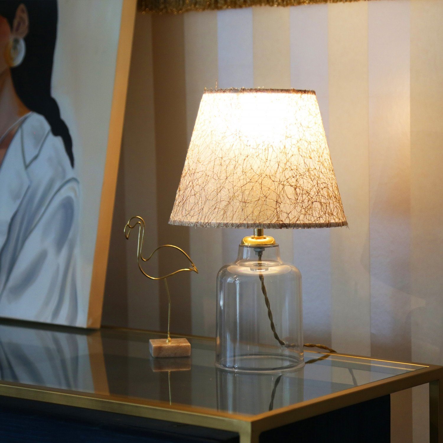 Opviq Nachttischlampe AYDAXL, Gold, Nachttischlampen, 22 x 14 cm, 100% PVC