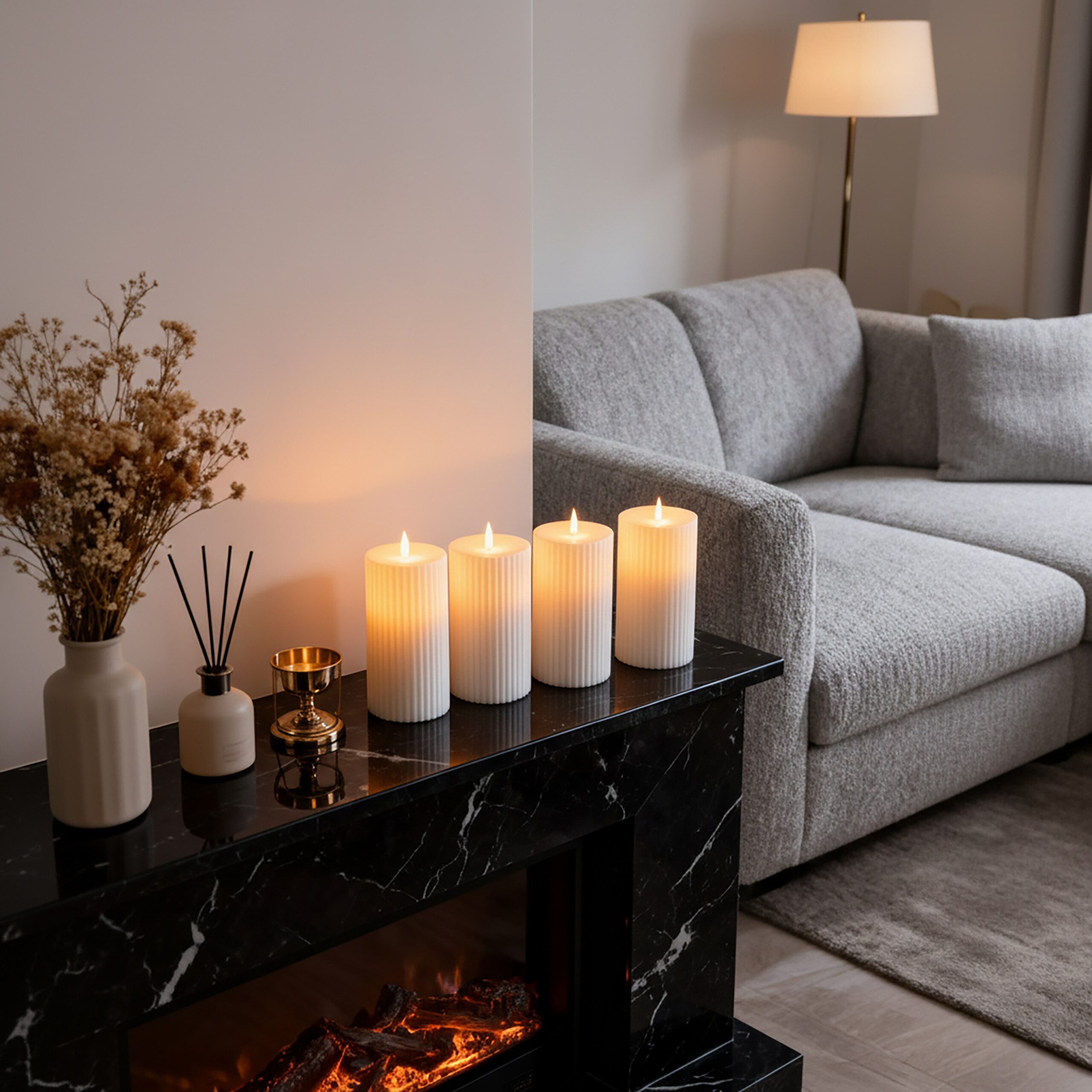 relaxdays LED-Kerze 4er Set, weiß günstig online kaufen