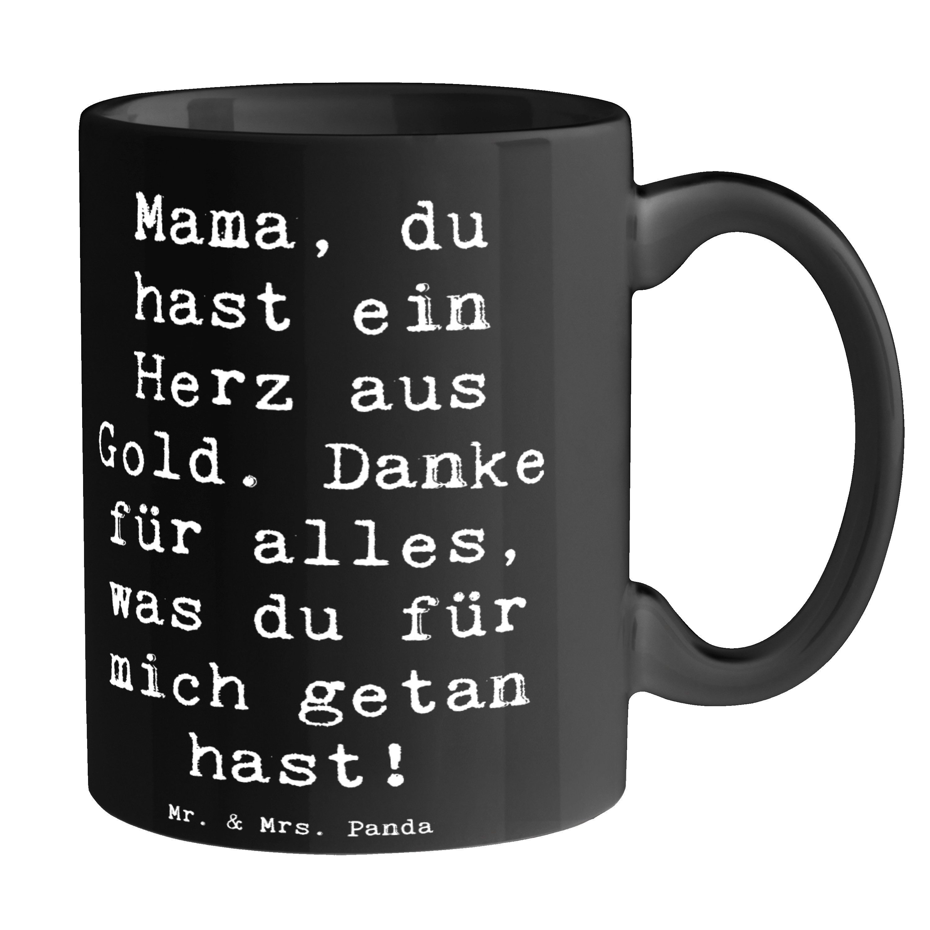 Tasse Mama Herz Gold - Schwarz - Geschenk, Mutterliebe, Aufmerksamkeit, Kaf