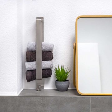 Intirilife Handtuchhalter, Handtuch Halterung ohne Bohren Edelstahl in Schwarz 41.5 x 4.5 x 6.5cm