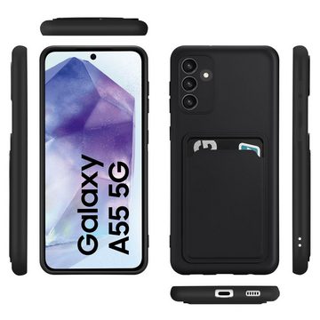 CoolGadget Handyhülle Card Case Handy Tasche für Samsung Galaxy A55 5G 6,6 Zoll, Silikon Slim Schutzhülle mit Kartenfach für Samsung A55 5G Hülle