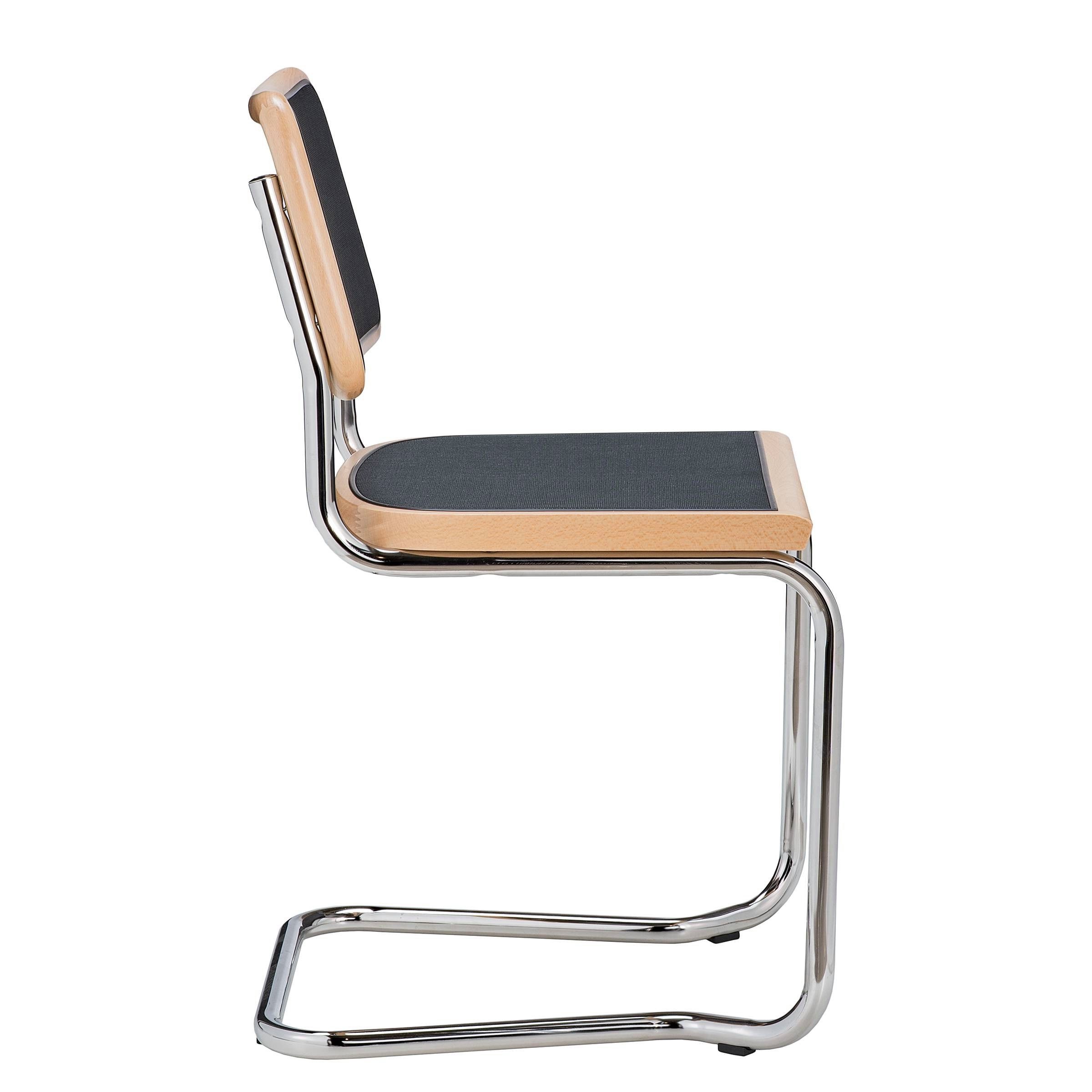 k-hometrends Freischwinger KOA (2er-Set), Designstühle aus Buche mit Mesh in schwarz – handgefertigt in Italien