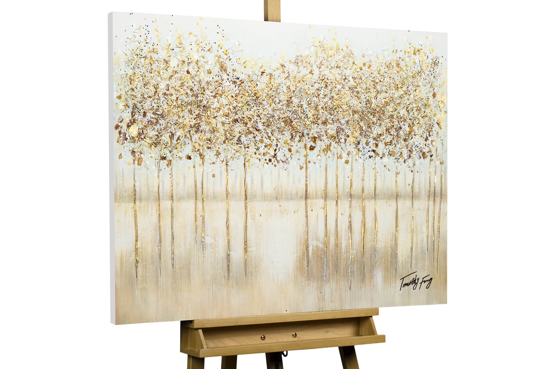 KUNSTLOFT Gemälde Stilles Wasser 100x75 cm, Leinwandbild 100% HANDGEMALT Wandbild Wohnzimmer
