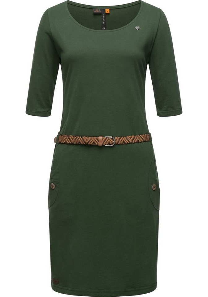 Ragwear Shirtkleid Tannya Solid (2-tlg) stylisches Damenkleid mit Gürtel,  Tolle Länge bis zur Mitte der Oberschenkel bzw. zu den Knien