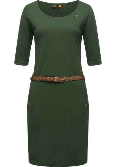 Ragwear Shirtkleid Tannya Solid (2-tlg) stylisches Damenkleid mit Gürtel