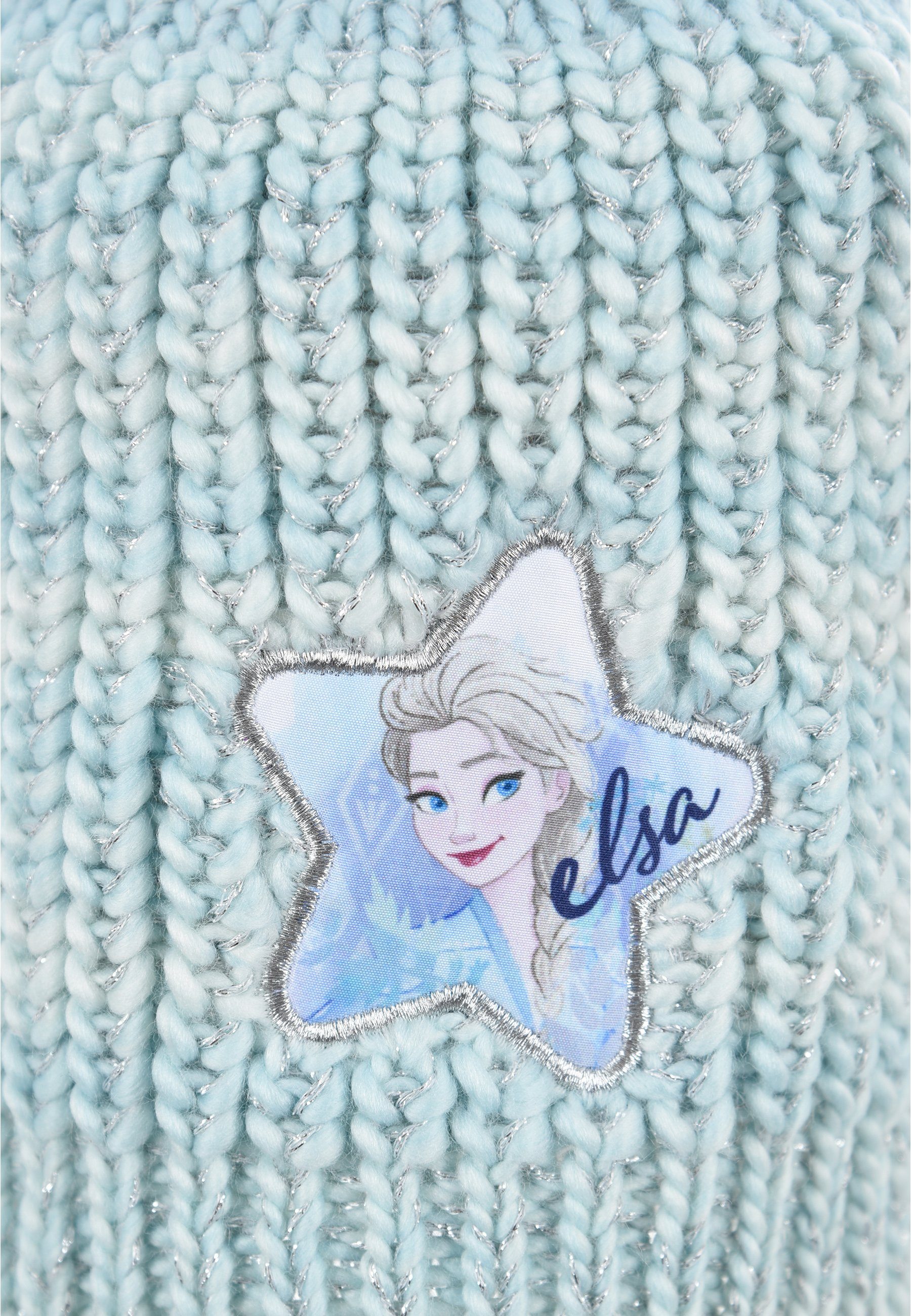 Elsa Kinder Disney Bommelmütze Eiskönigin Bommelmütze Winter-Mütze Mädchen Blau Frozen