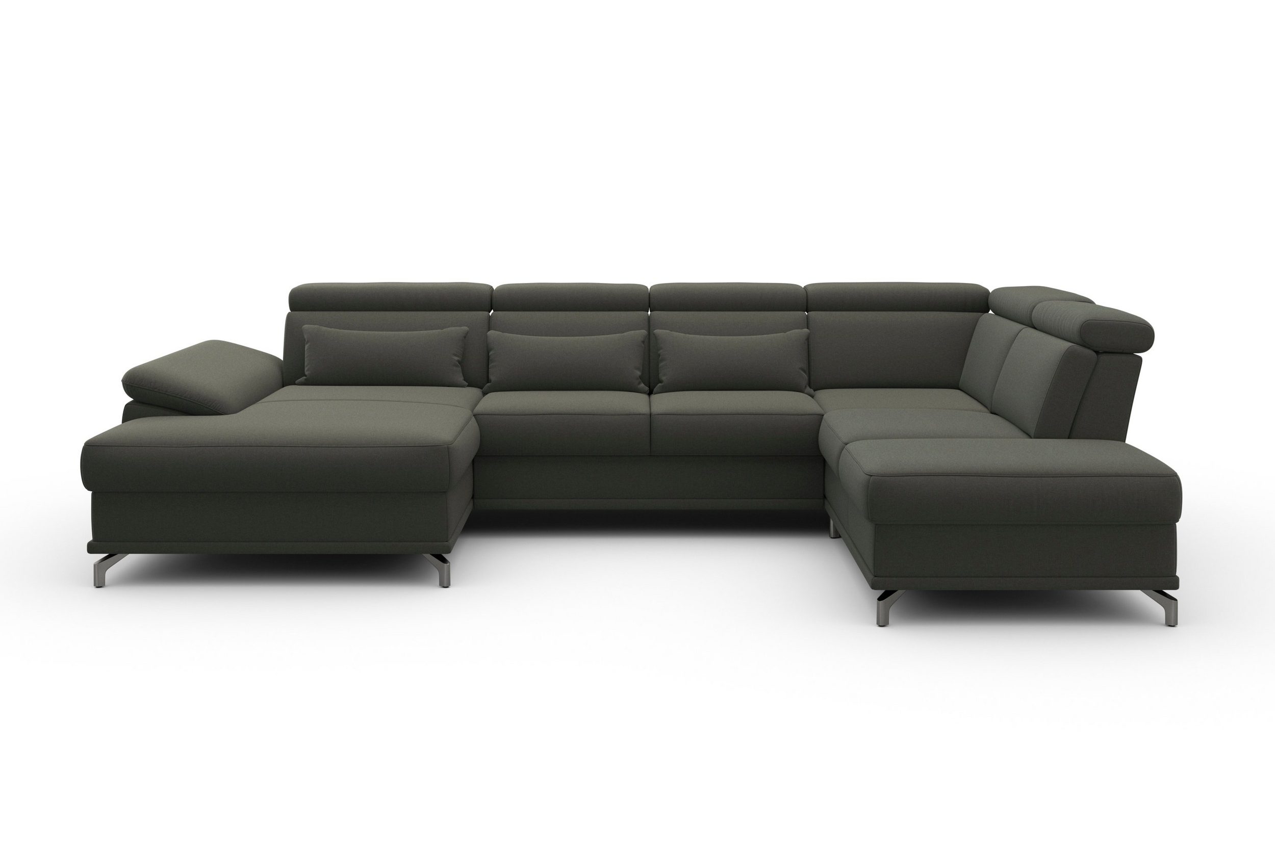 SIT&MORE Wohnlandschaft Cabrio U-Form, mit Sitztiefenverstellung, Arm- und Kopfteilverstellung Struktur fein Anthrazit