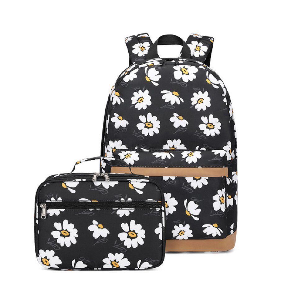 BUMHUM Schulrucksack Modischer großer Blumenrucksack: Schulterrucksack, mit hoher Kapazität, für Damen und den täglichen Gebrauch schwarz